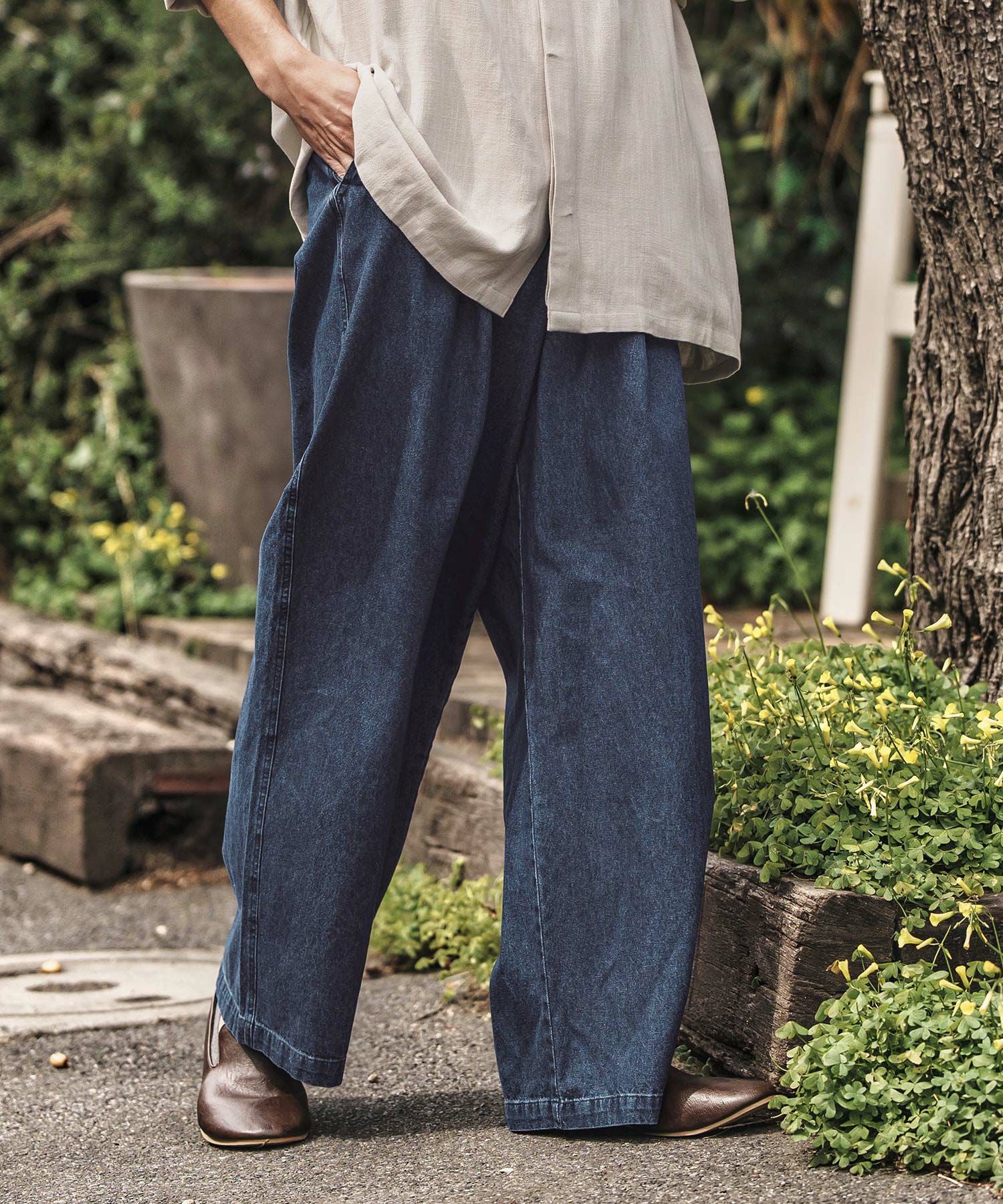 30%OFF【CAMBIO(カンビオ)】タック入りワイドデニムパンツ | CAMBIO
