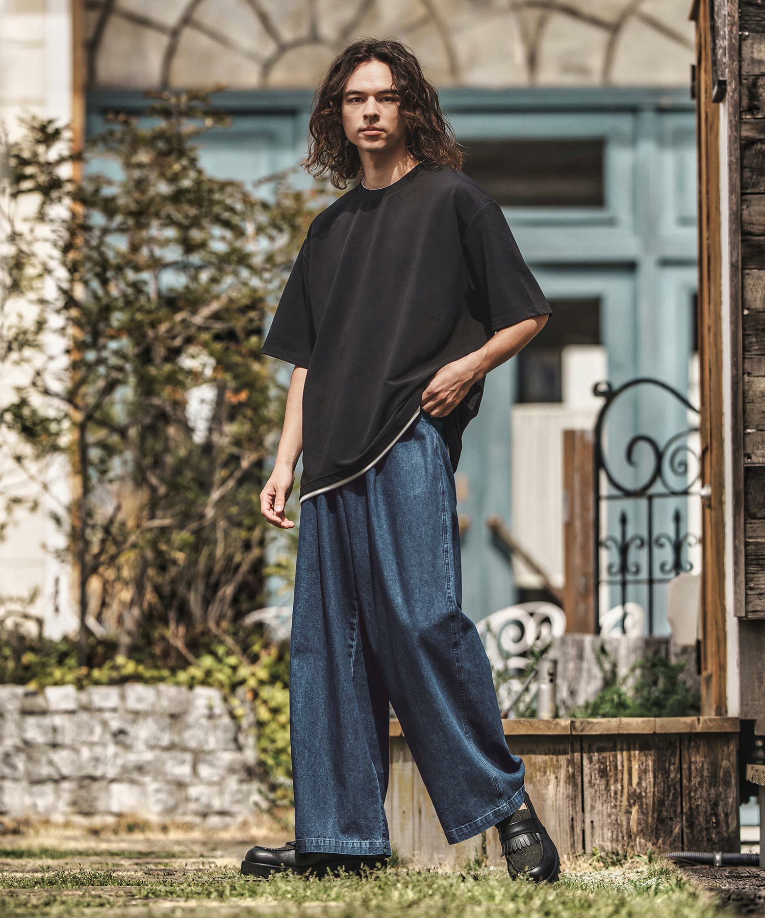 30%OFF【CAMBIO(カンビオ)】タック入りワイドデニムパンツ | CAMBIO