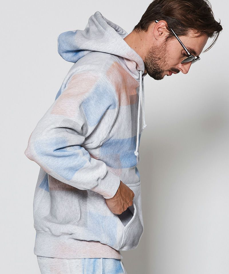 50%OFF【ACANTHUS(アカンサス)】Patchwork Paint Hooded Sweatshirt