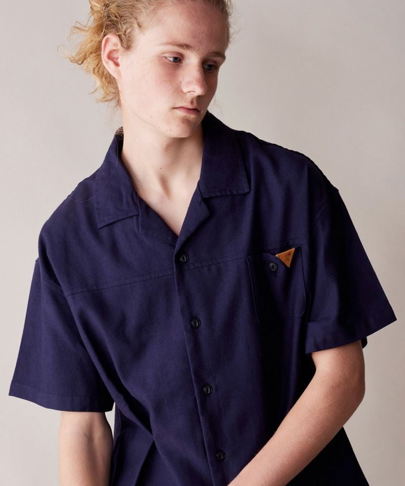 クレアシオン　ツイルビンテージ配色プルオーバー rehacer(レアセル)】Modal Cotton Open Collar shirt オープンカラー