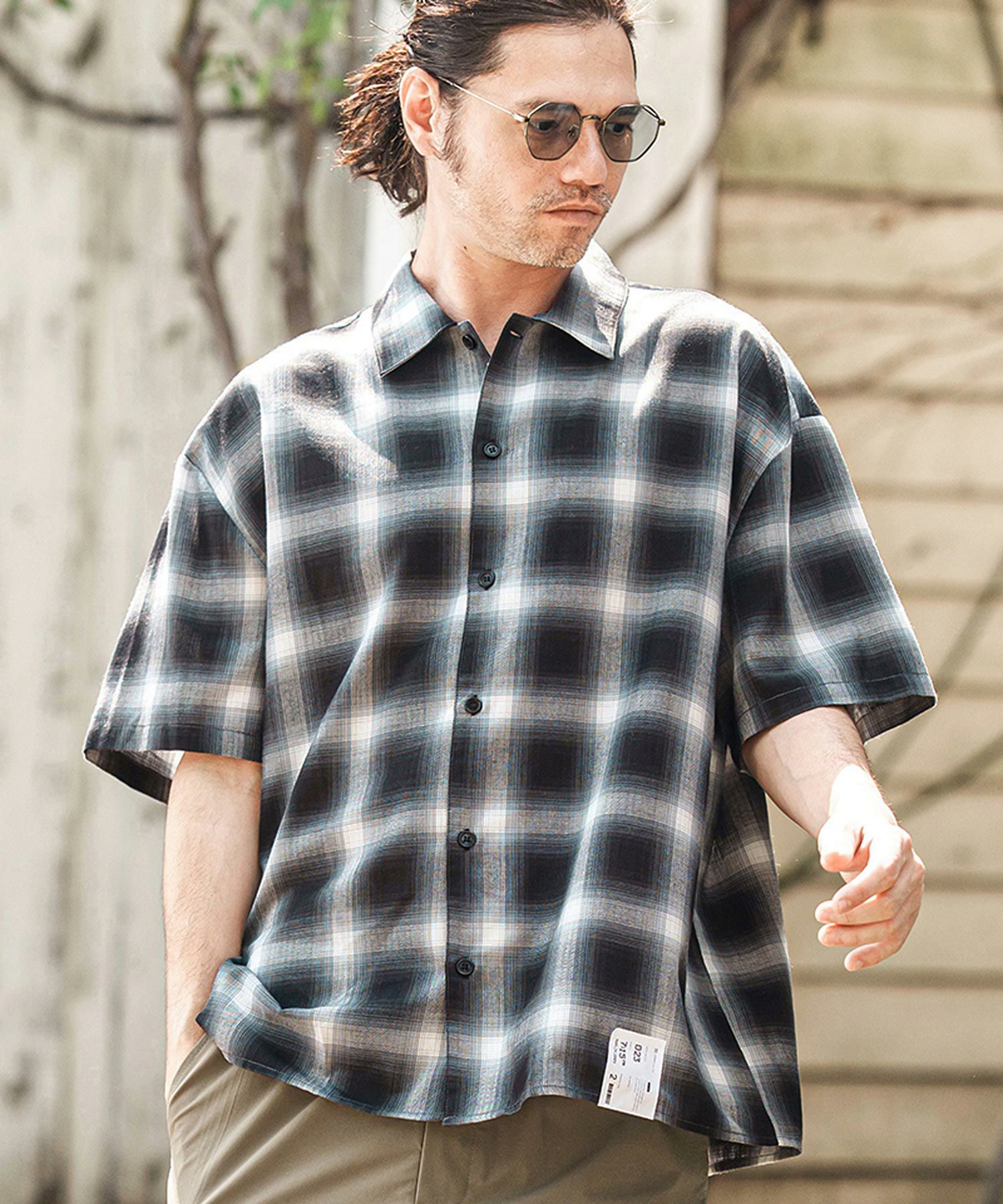 CAMBIO チェックシャツ　Sサイズ　メンズ CAMBIO(カンビオ)】Cotton Ombre Check Shirts オンブレチェックシャツ