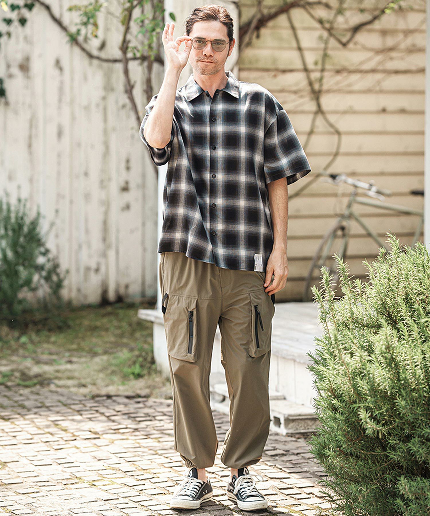 CAMBIO チェックシャツ　Sサイズ　メンズ CAMBIO(カンビオ)】Cotton Ombre Check Shirts オンブレチェックシャツ
