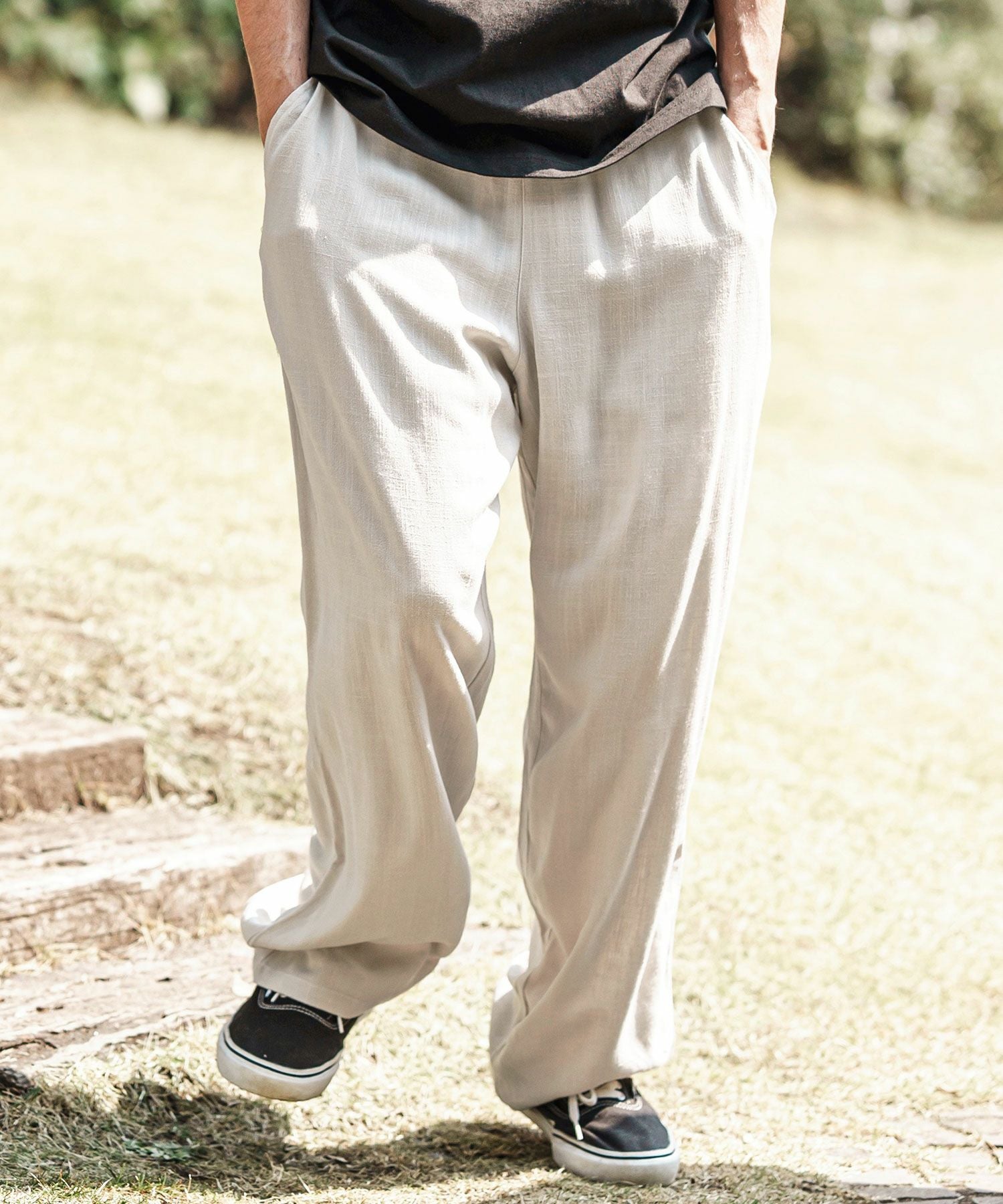 30%OFF【CAMBIO(カンビオ)】 Linen Rayon Wide Straight Pants ワイド