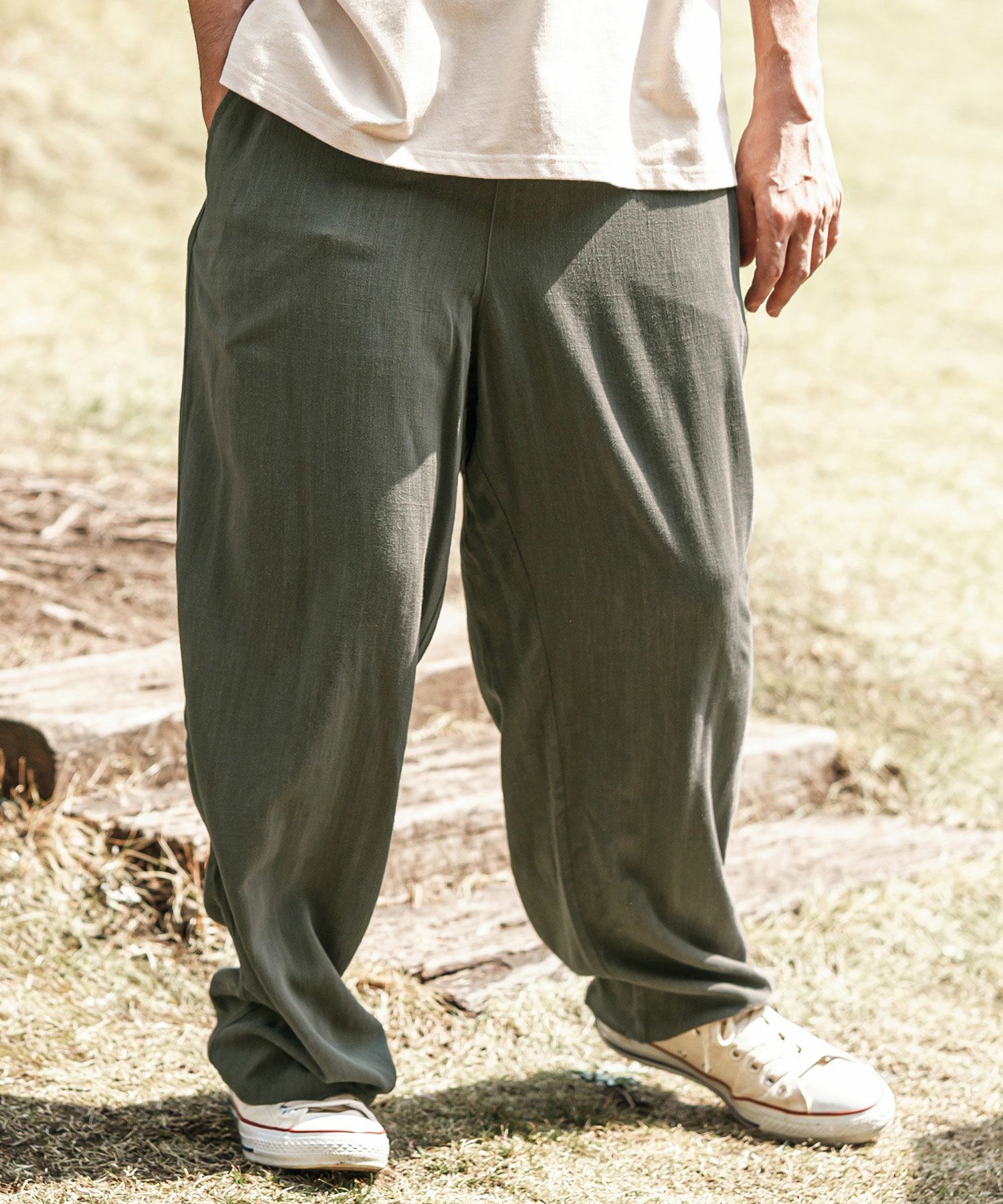 CAMBIO(カンビオ)】 Linen Rayon Wide Straight Pants ワイド CAMBIO(カンビオ)】 Linen Rayon Wide Straight Pants ワイド