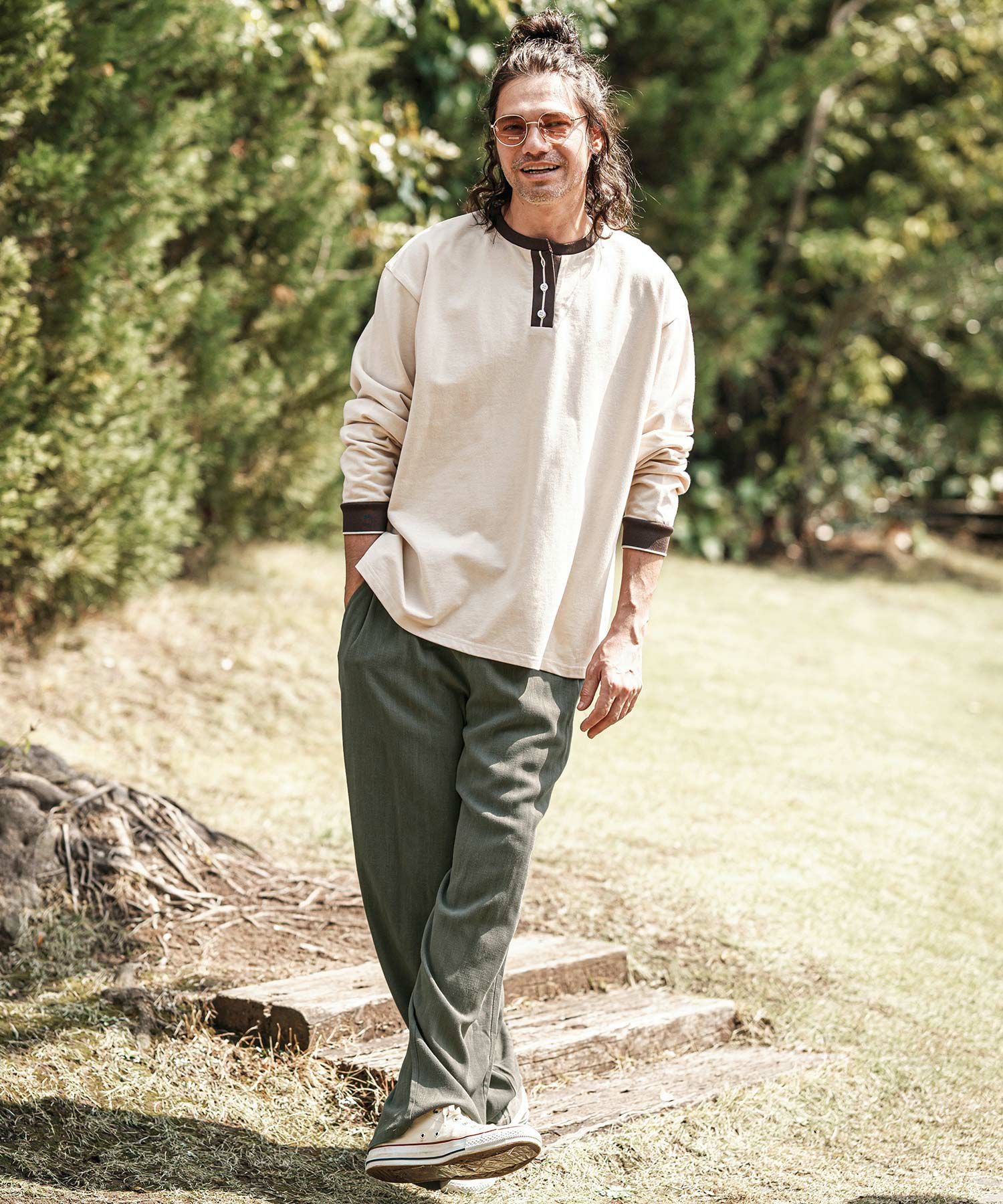 30%OFF【CAMBIO(カンビオ)】 Linen Rayon Wide Straight Pants ワイド