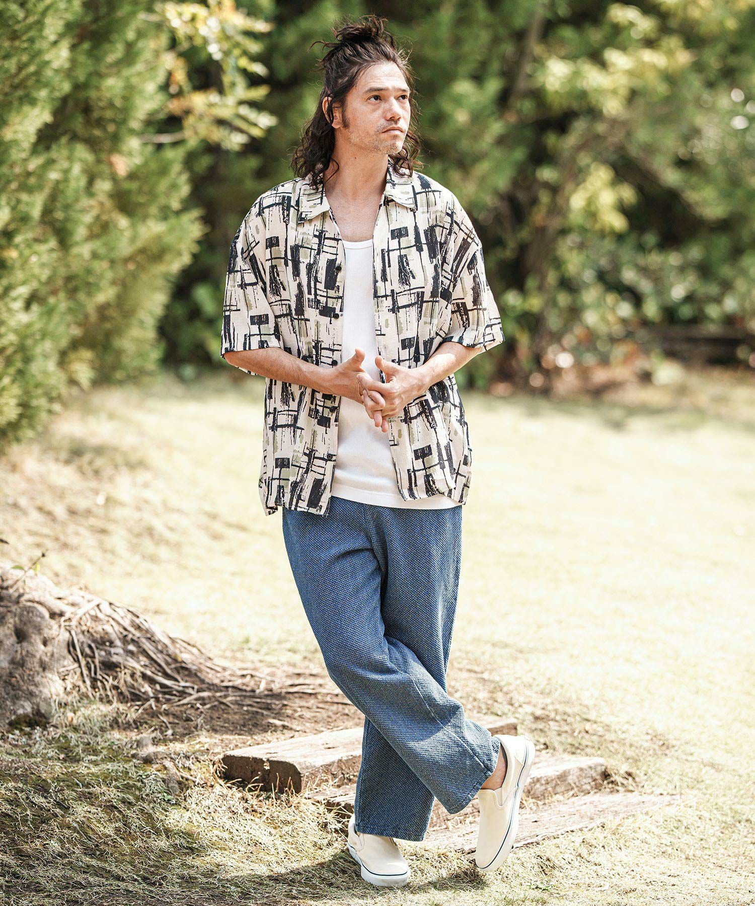 CAMBIO(カンビオ)】Jacquard Denim Wide Straight Pants ワイド