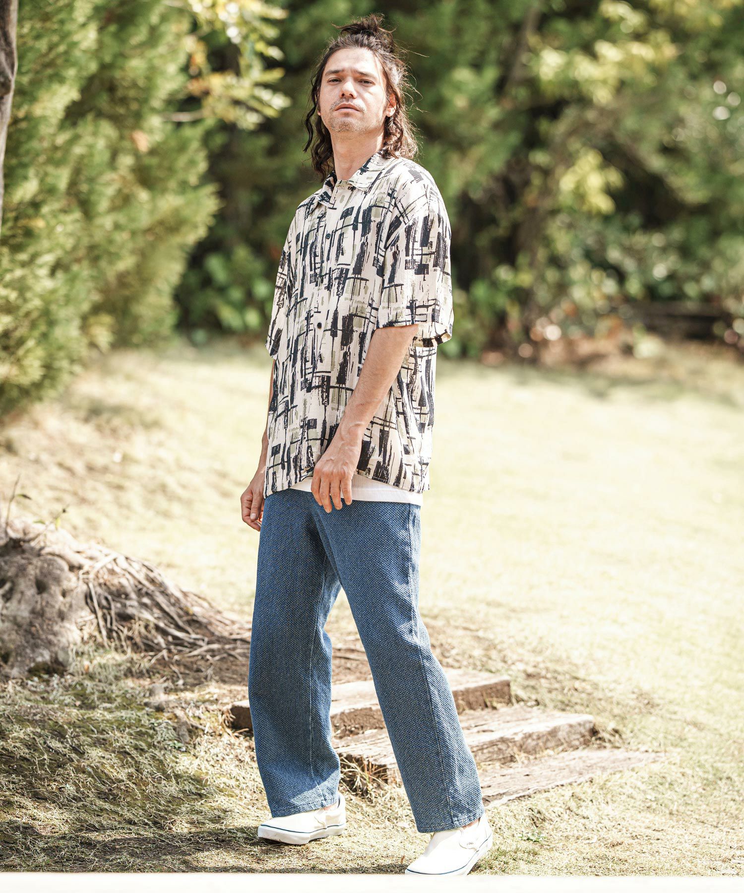 30%OFF【CAMBIO(カンビオ)】Jacquard Denim Wide Straight Pants