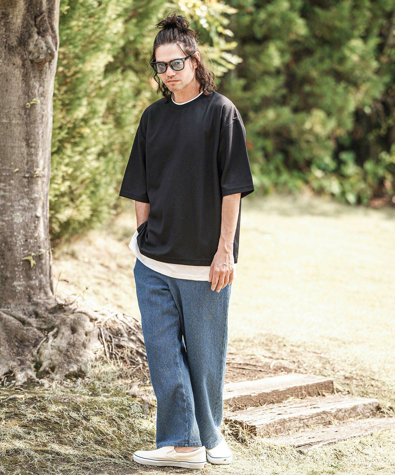 CAMBIO(カンビオ)】Jacquard Denim Wide Straight Pants ワイド