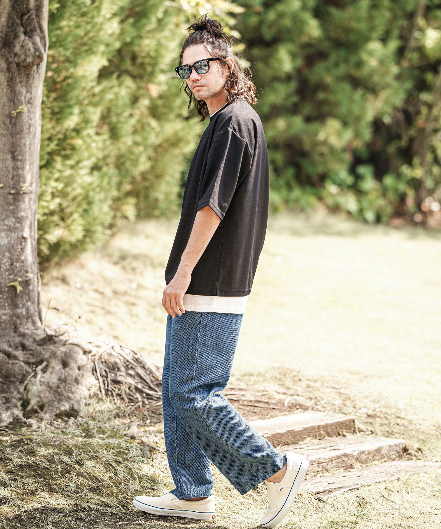 30%OFF【CAMBIO(カンビオ)】Jacquard Denim Wide Straight Pants