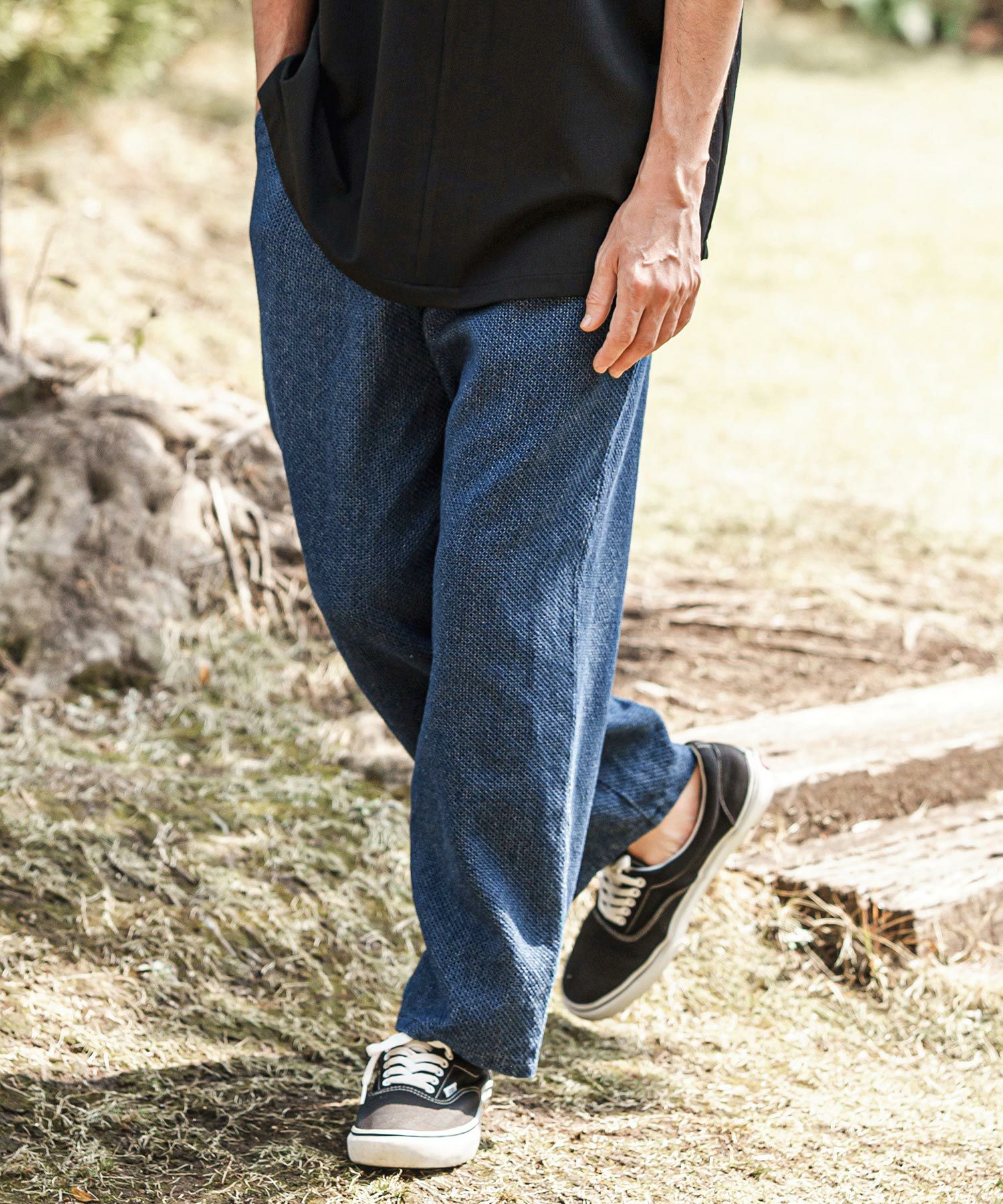 30%OFF【CAMBIO(カンビオ)】Jacquard Denim Wide Straight Pants