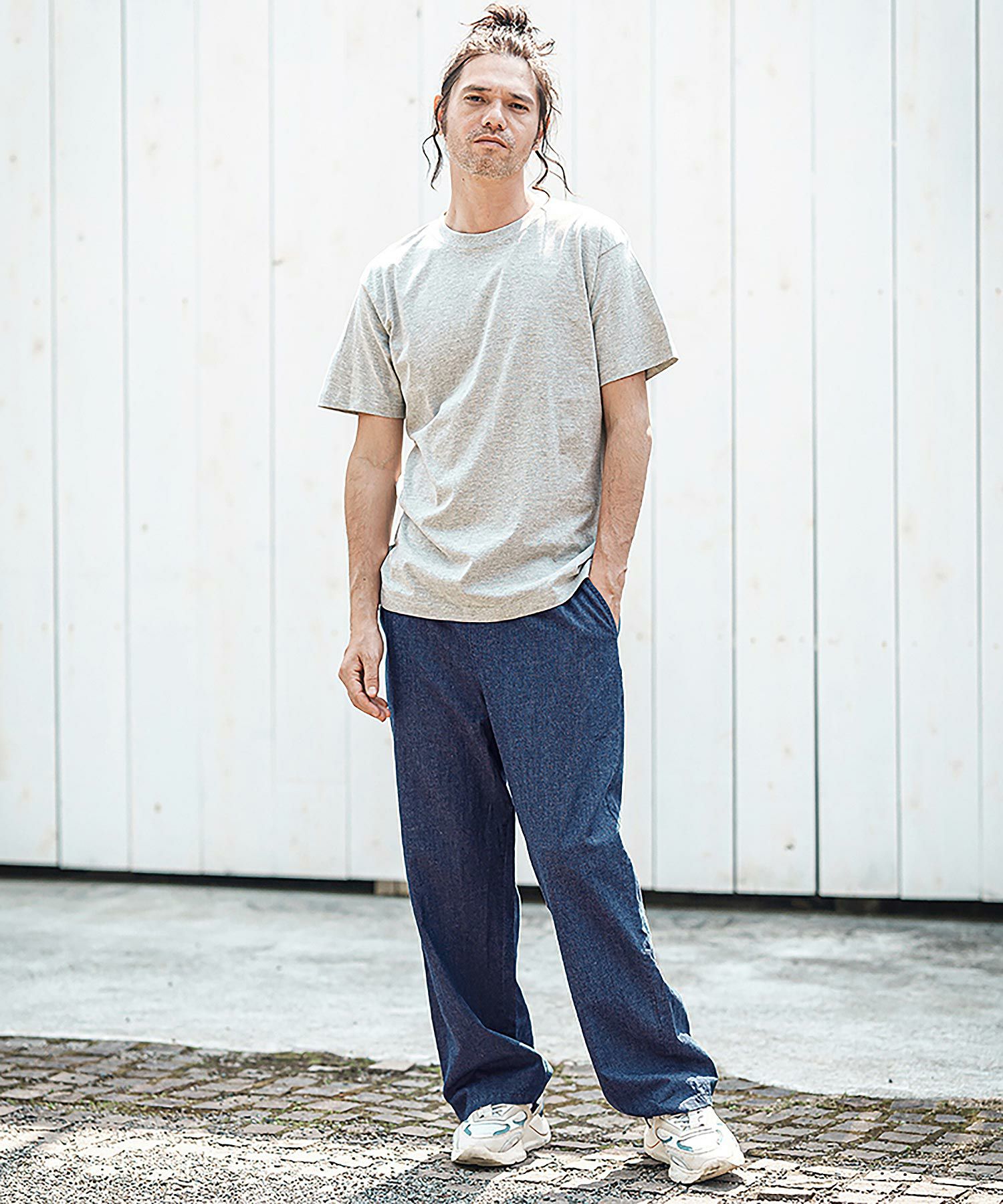 50%OFF【CAMBIO(カンビオ)】Cotton Linen Denim Wide Straight Pants