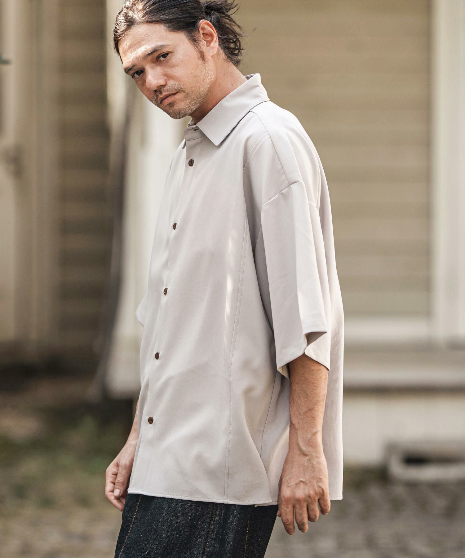 Cameron シャツ BEDWIN/ベドウィン/L/S OPEN COLLAR JACQUARD SHIRT CAMERON 23SB1698