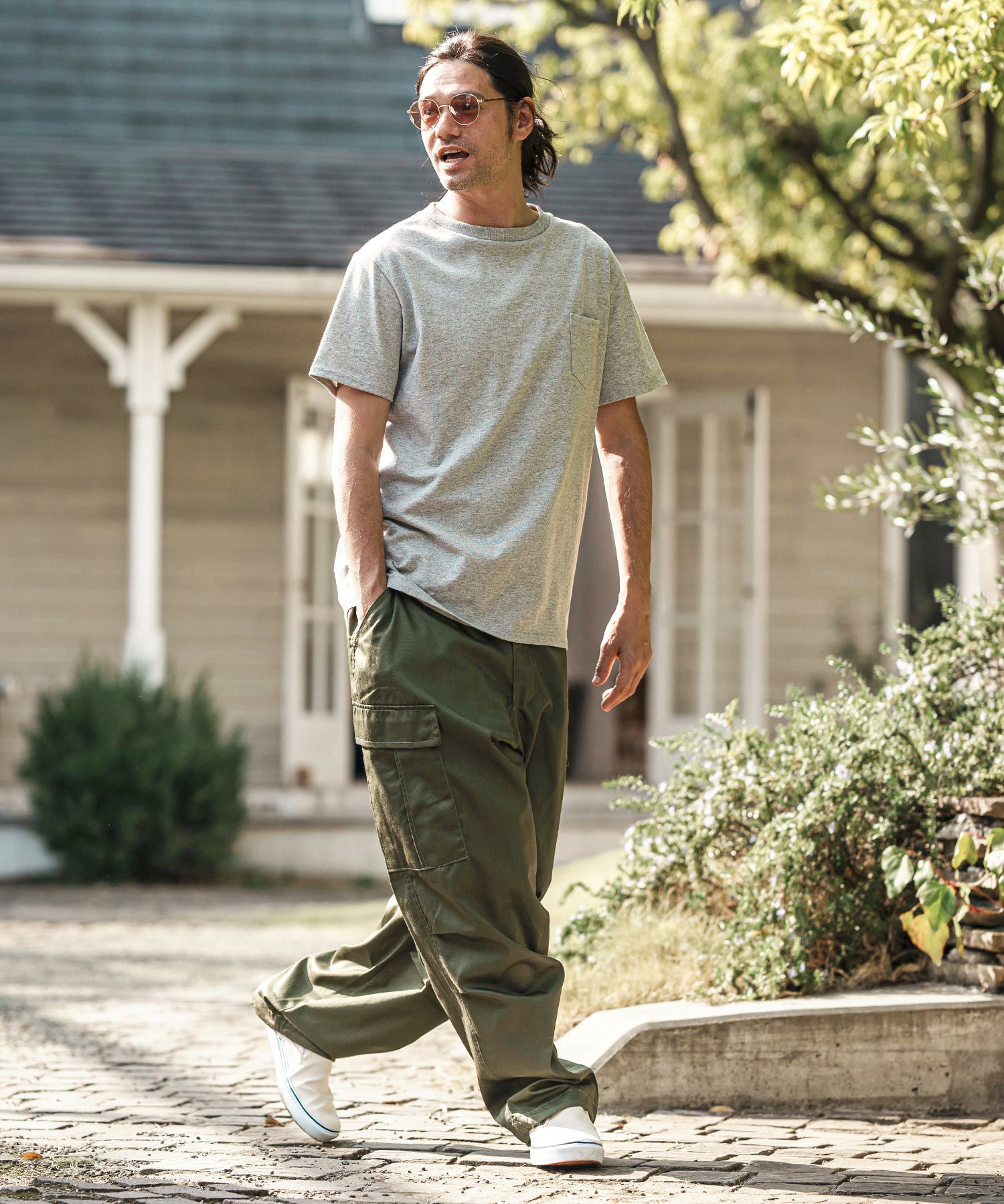 CAMBIO(カンビオ)】TCツイル裾ゴムストッパーカーゴパンツ(HLCM0179