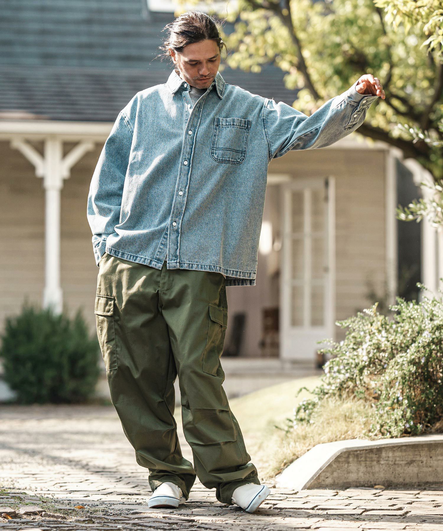 CAMBIO(カンビオ)】TCツイル裾ゴムストッパーカーゴパンツ(HLCM0179