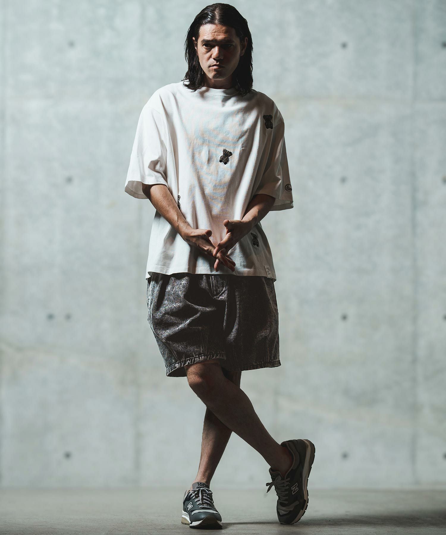 30%OFF【GLIMCLAP(グリムクラップ)】Chemical wash denim shorts
