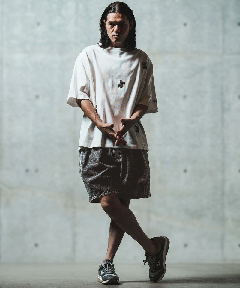 30%OFF【GLIMCLAP(グリムクラップ)】Chemical wash denim shorts 