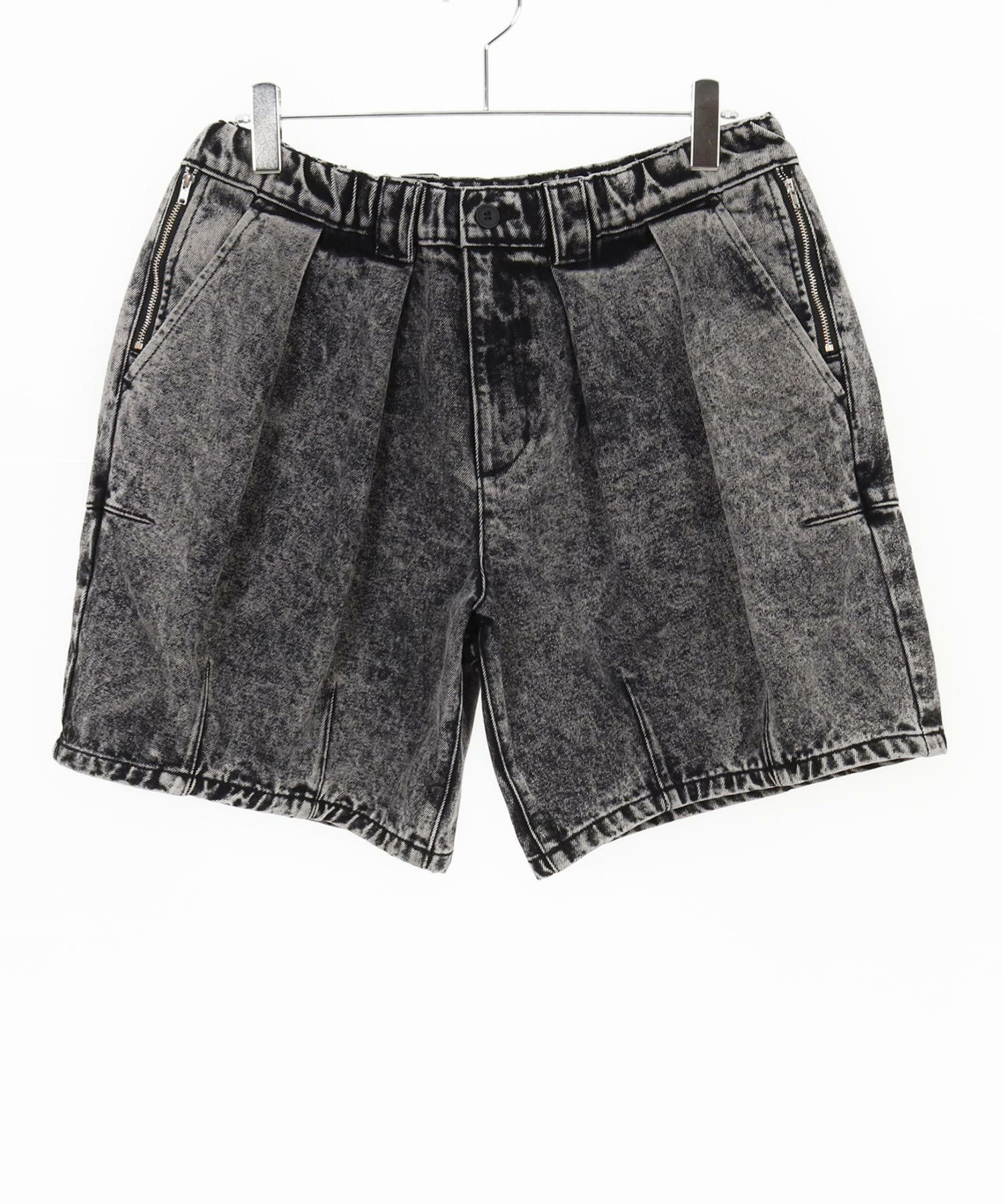 30%OFF【GLIMCLAP(グリムクラップ)】Chemical wash denim shorts