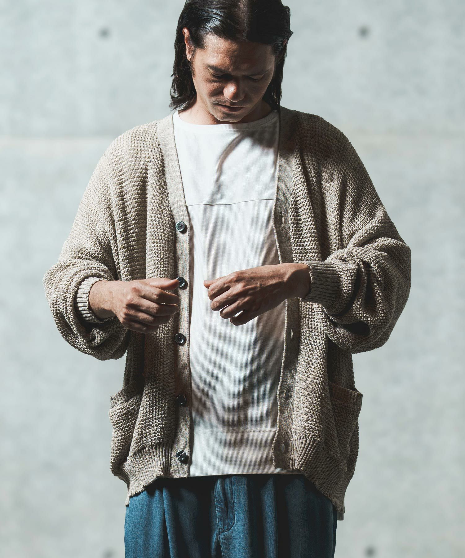 30%OFF【GLIMCLAP(グリムクラップ)】 Mesh knitting cardigan ニット