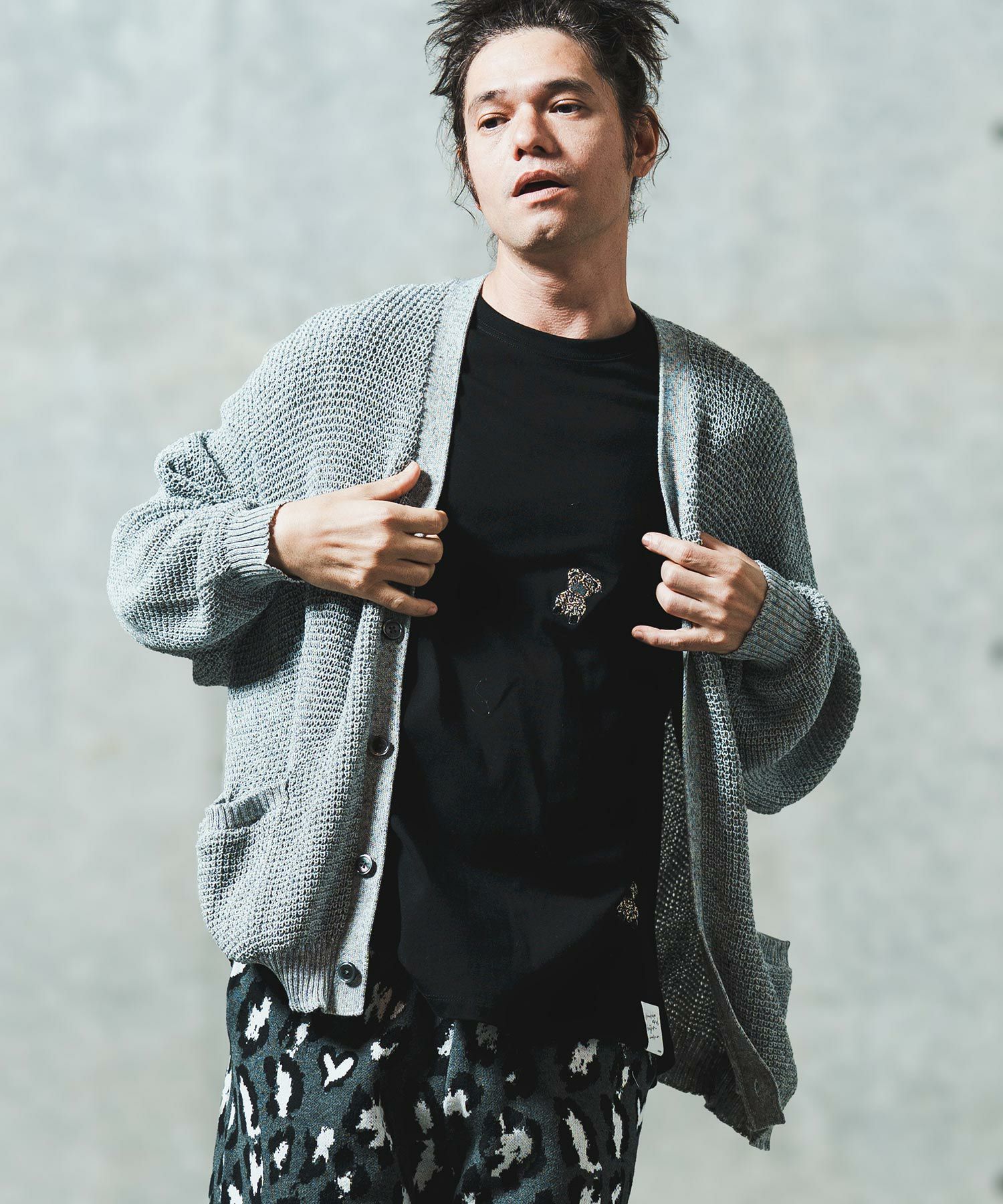 30%OFF【GLIMCLAP(グリムクラップ)】 Mesh knitting cardigan ニット