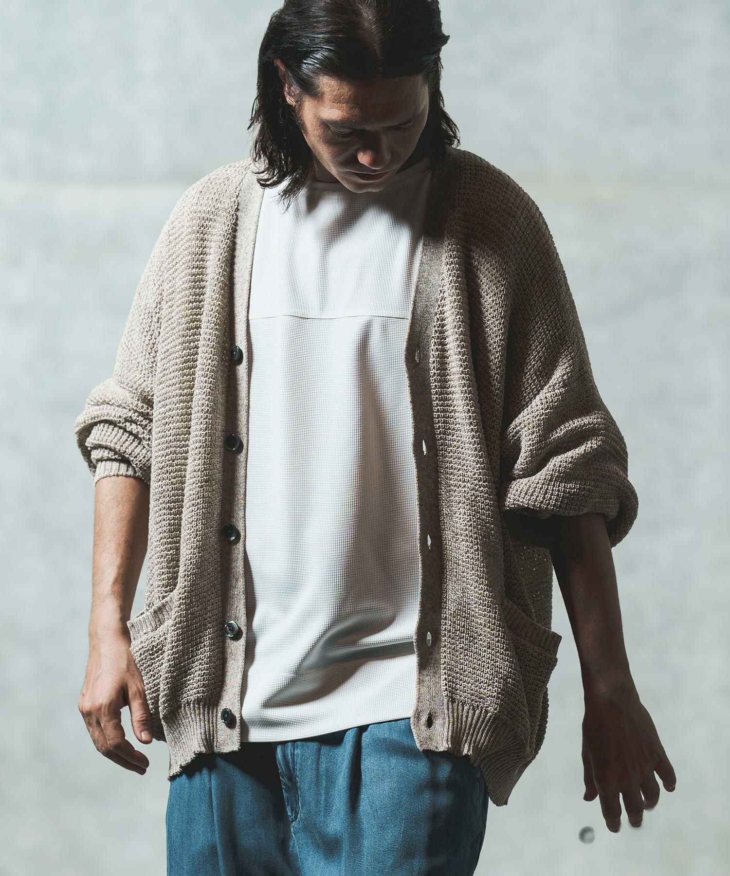 り　　グランシー　カーディガン 30%OFF【GLIMCLAP(グリムクラップ)】 Mesh knitting cardigan ニット
