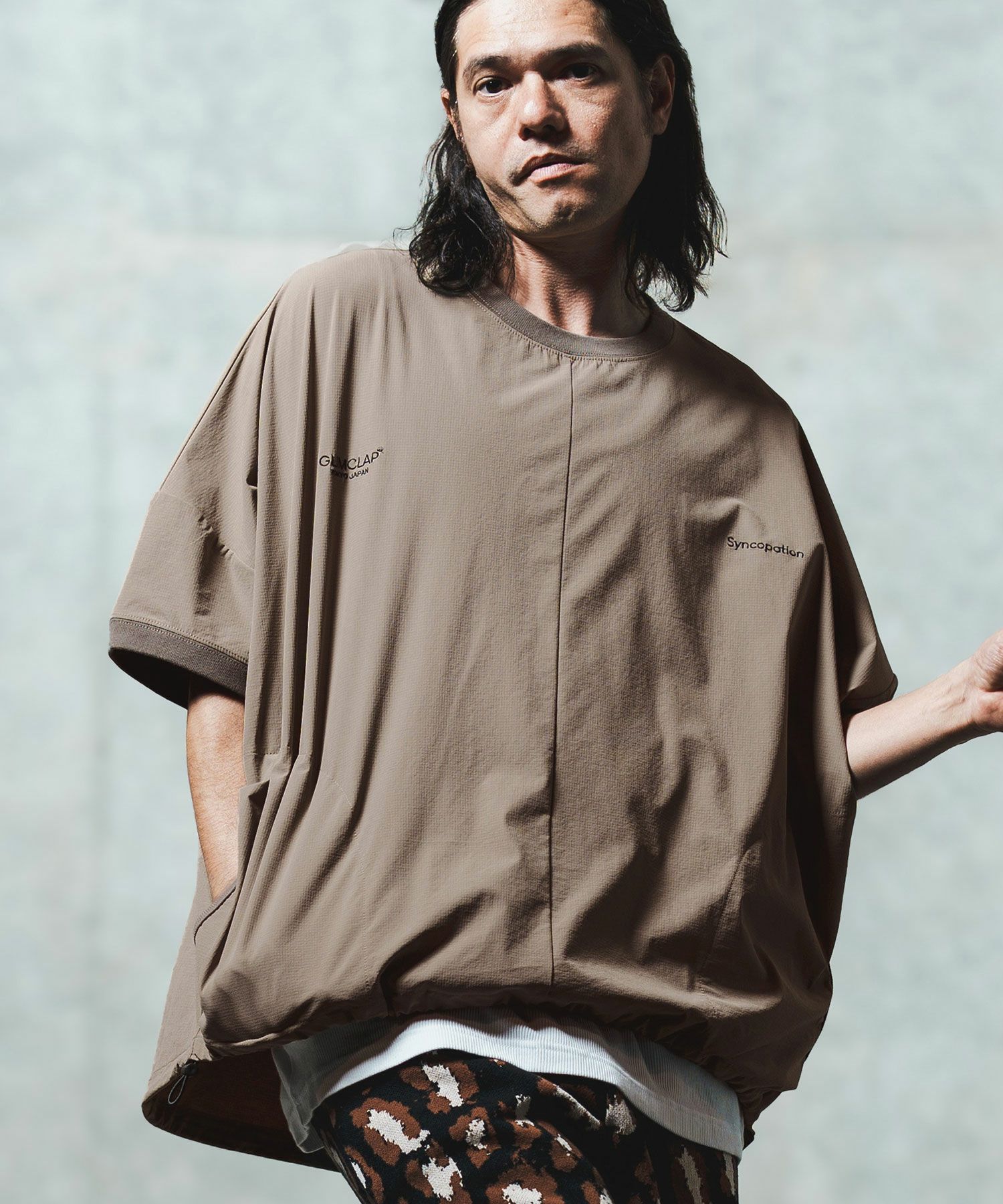GLIMCLAP(グリムクラップ)】Mini-ripstop nylon fabric short-sleeve