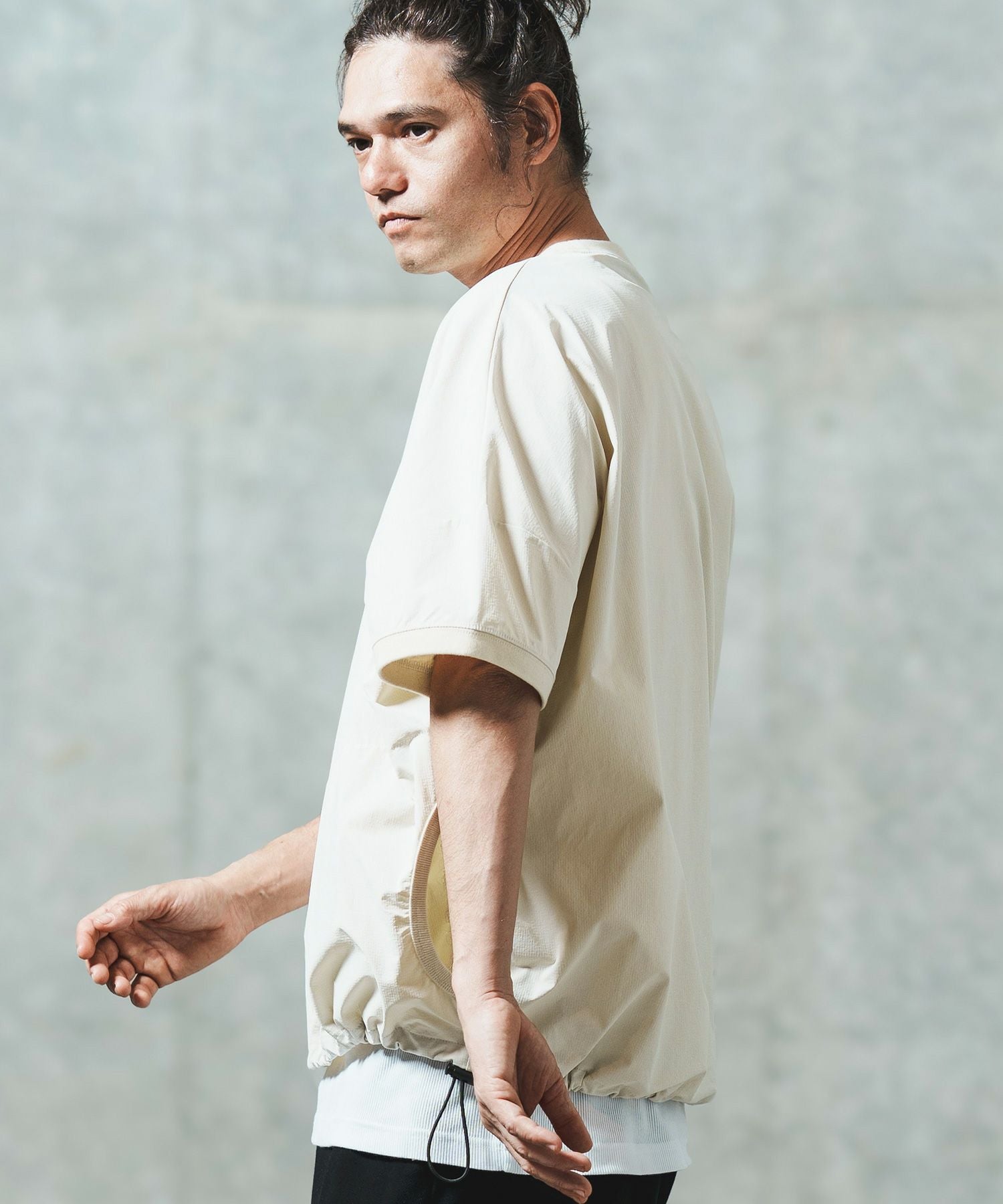 GLIMCLAP(グリムクラップ)】Mini-ripstop nylon fabric short-sleeve