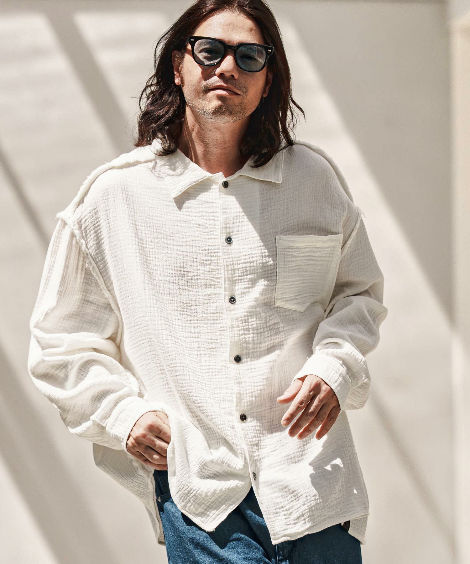 30%OFF【CAMBIO(カンビオ)】Cut Off Double Gauze Shirts ダブルガーゼ