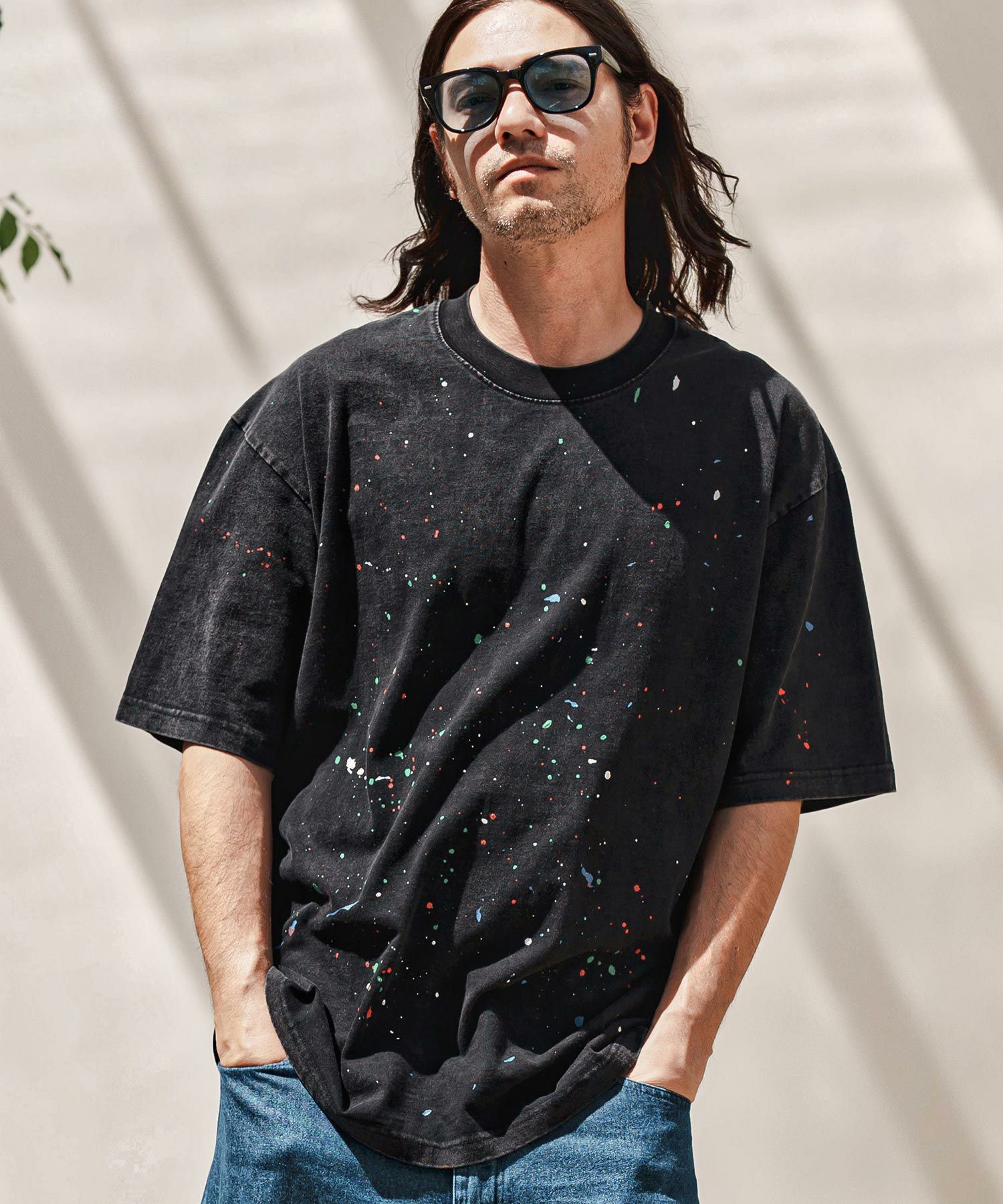 50%OFF【CAMBIO(カンビオ)】Pigment Wash Paint Splash Tee Tシャツ