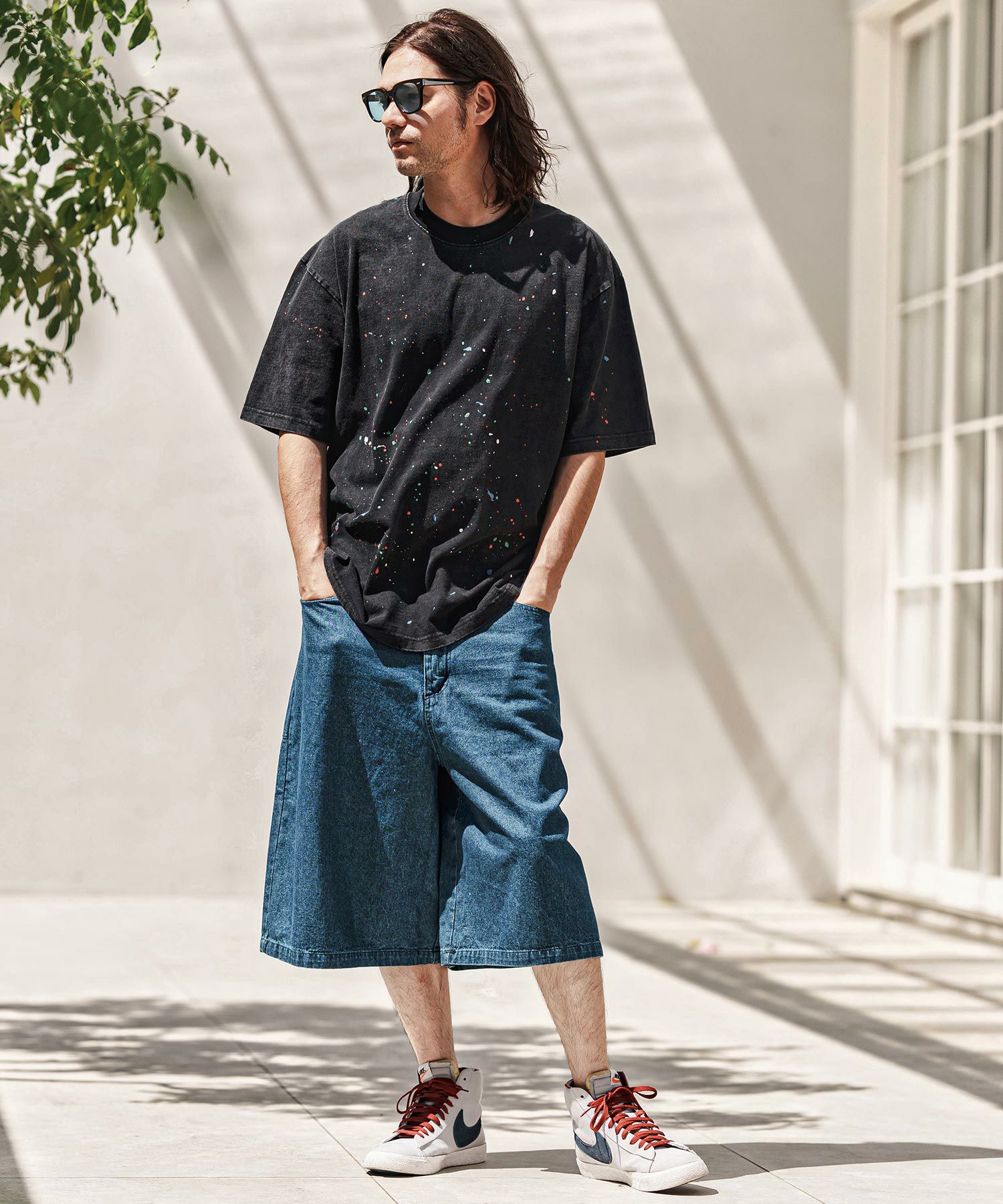 50%OFF【CAMBIO(カンビオ)】Pigment Wash Paint Splash Tee Tシャツ