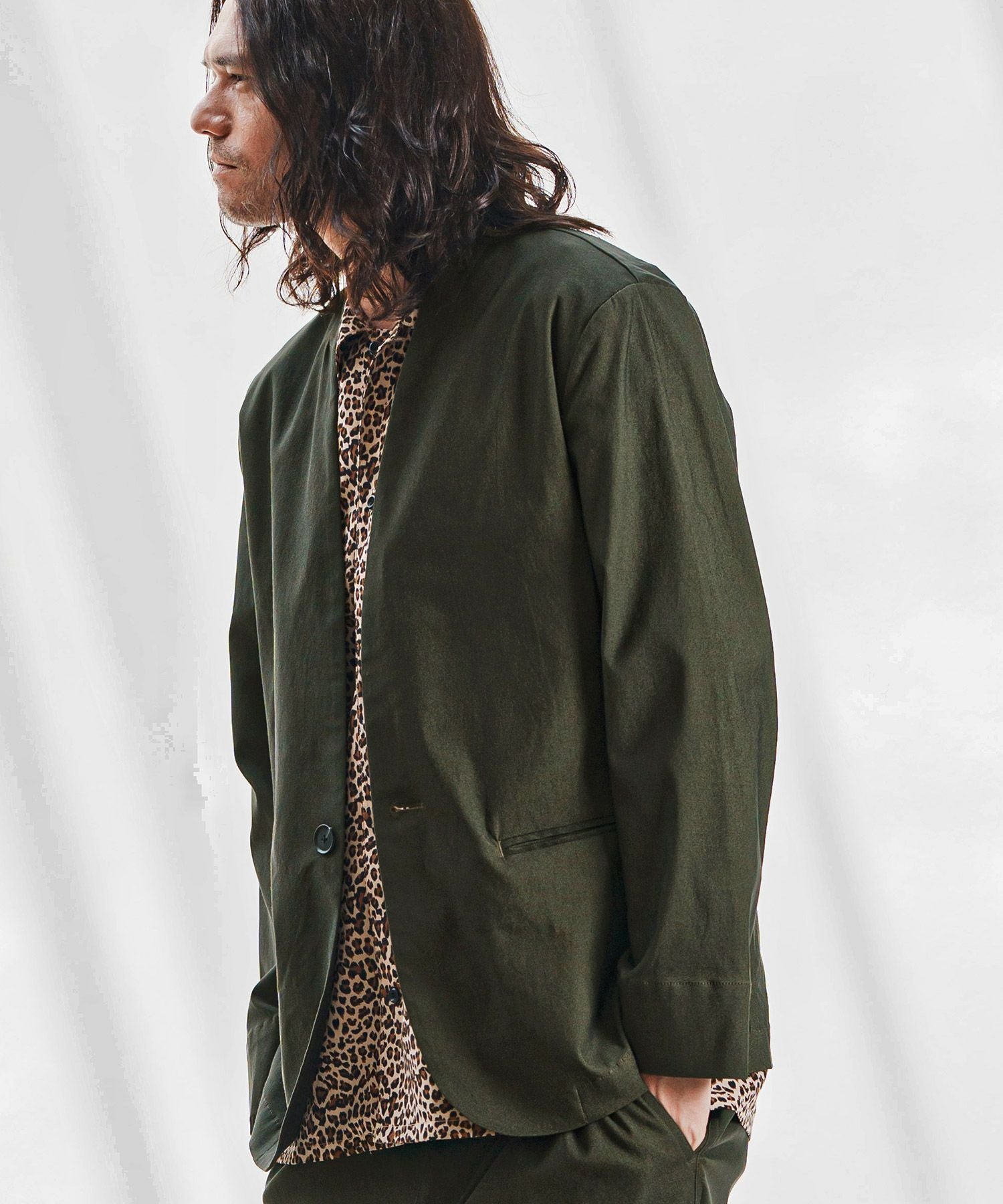 30%OFF【CAMBIO(カンビオ)】デニムライクノーカラージャケット