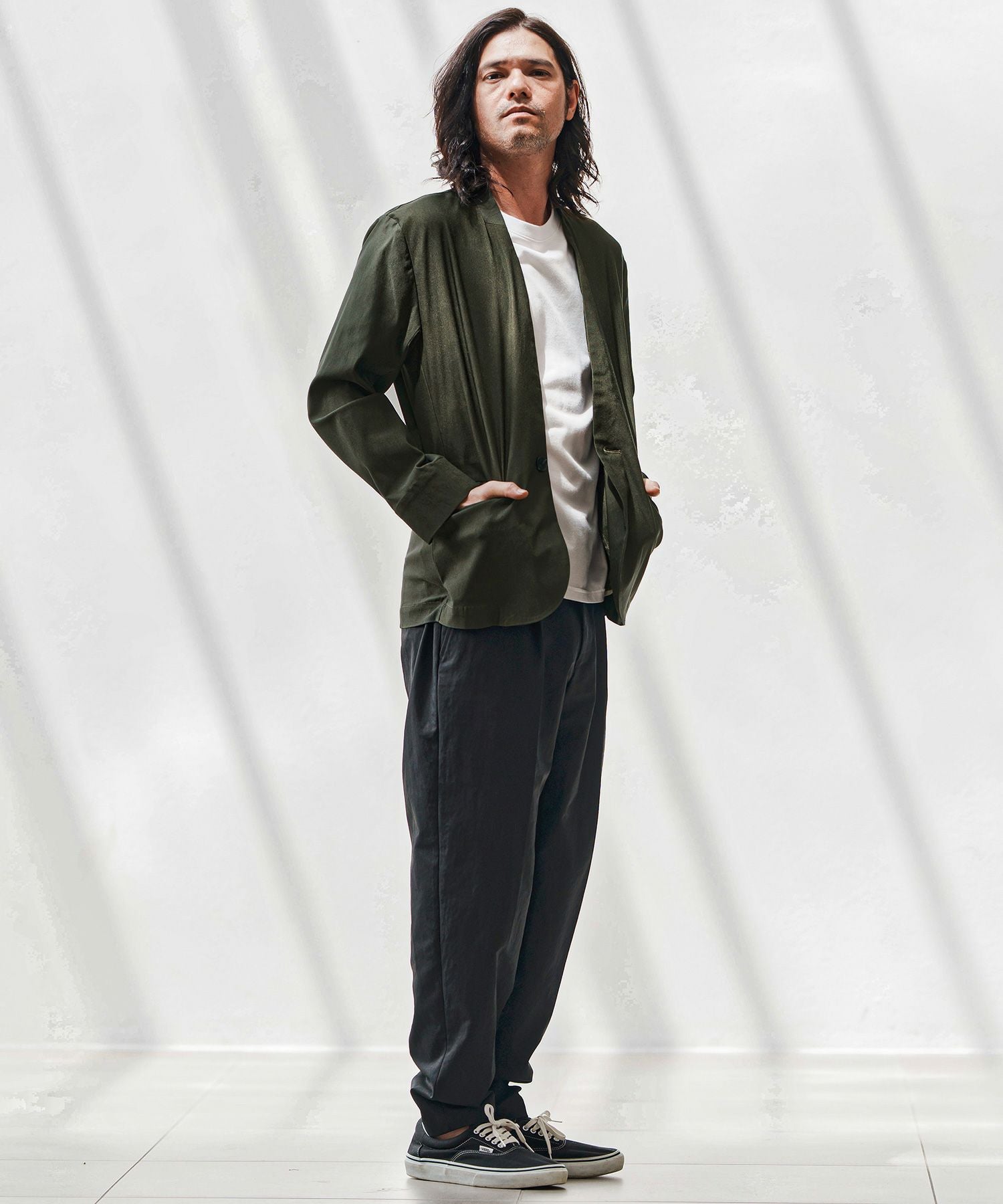 30%OFF【CAMBIO(カンビオ)】デニムライクノーカラージャケット