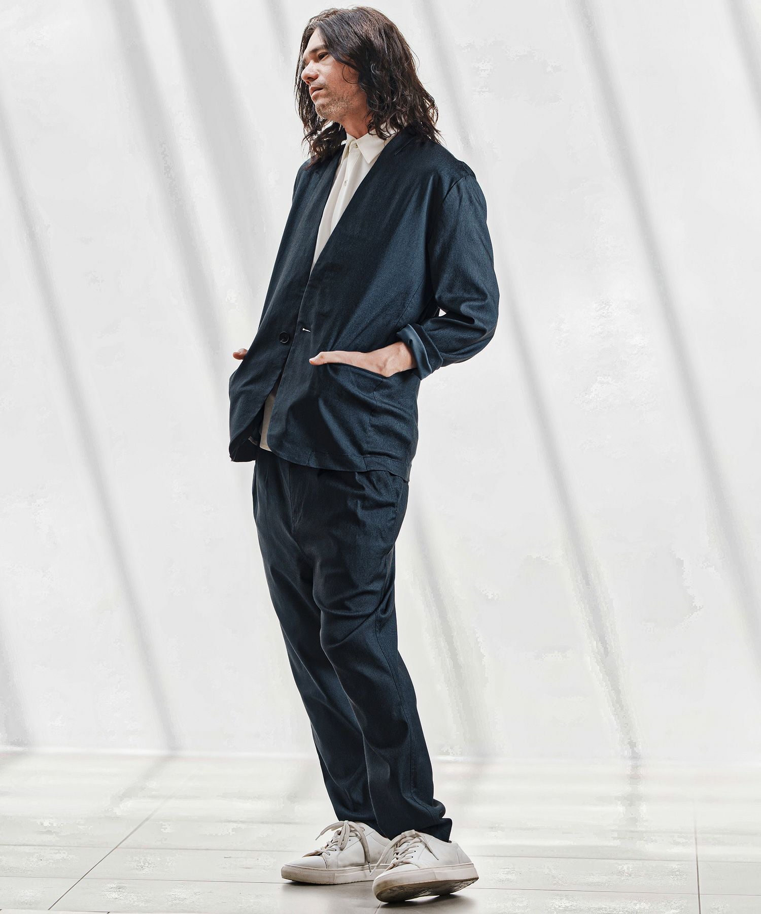30%OFF【CAMBIO(カンビオ)】デニムライクノーカラージャケット