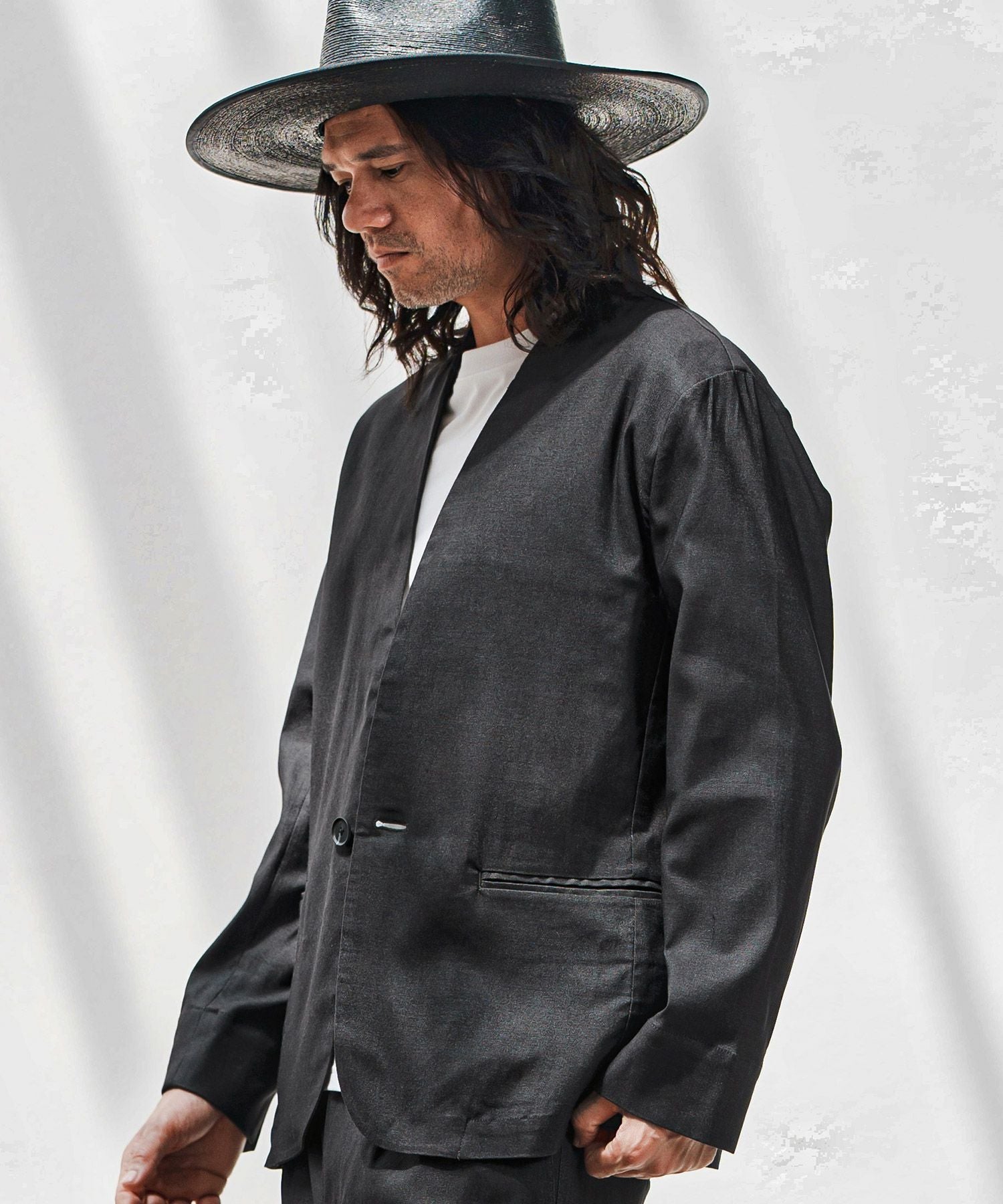 30%OFF【CAMBIO(カンビオ)】デニムライクノーカラージャケット