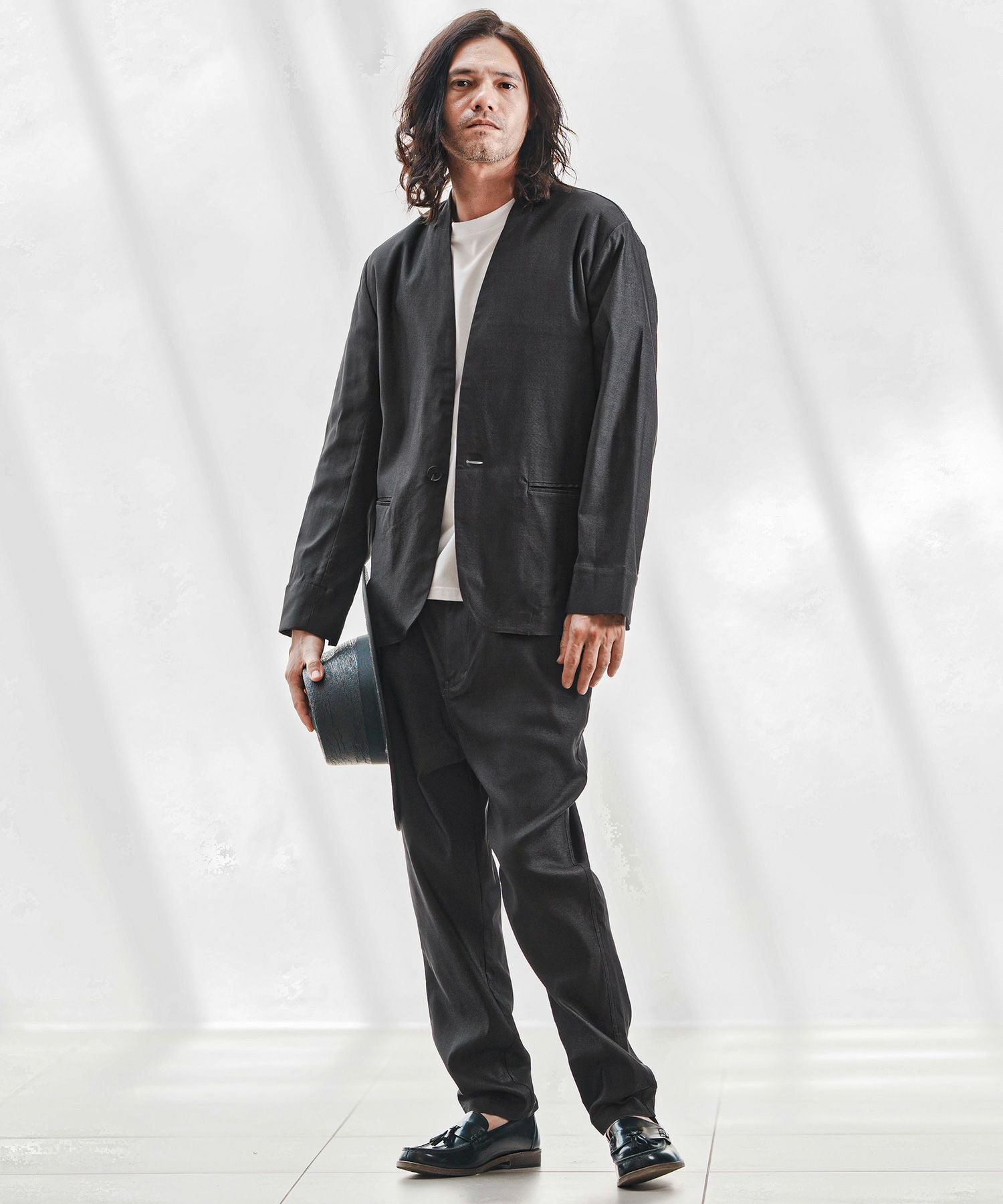 30%OFF【CAMBIO(カンビオ)】デニムライクノーカラージャケット