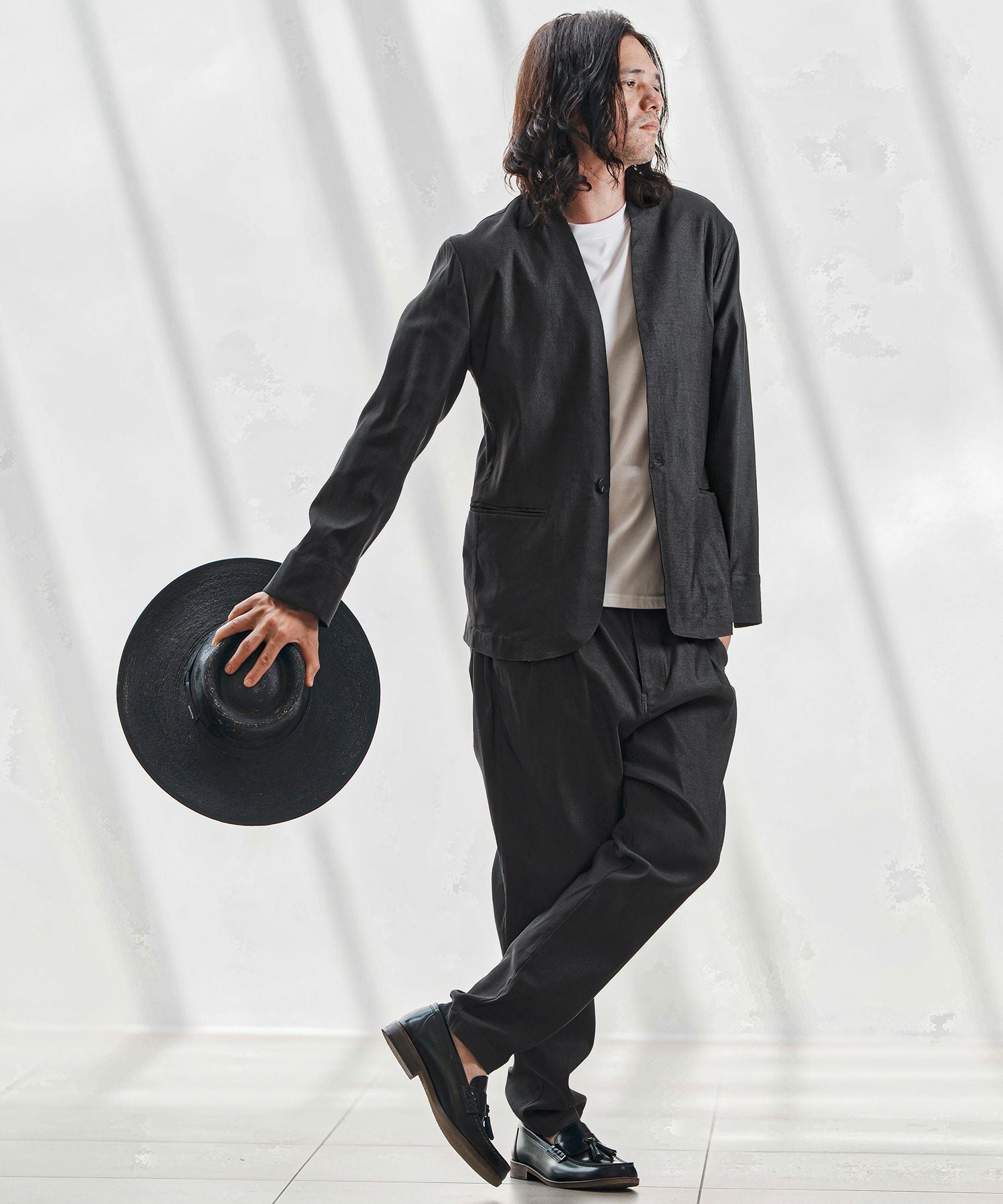 30%OFF【CAMBIO(カンビオ)】デニムライクノーカラージャケット