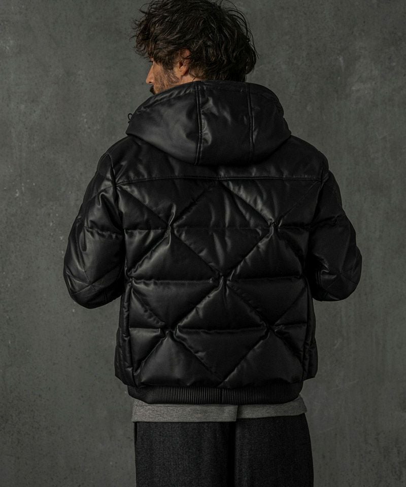 C DIEM(カルペディエム)】Leather Down Deformed Diaquilt Jacket 