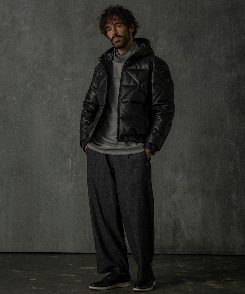 C DIEM(カルペディエム)】Leather Down Deformed Diaquilt Jacket