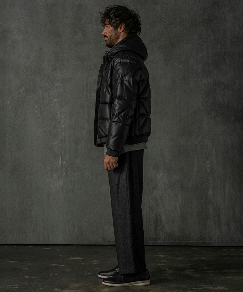 C DIEM(カルペディエム)】Leather Down Deformed Diaquilt Jacket