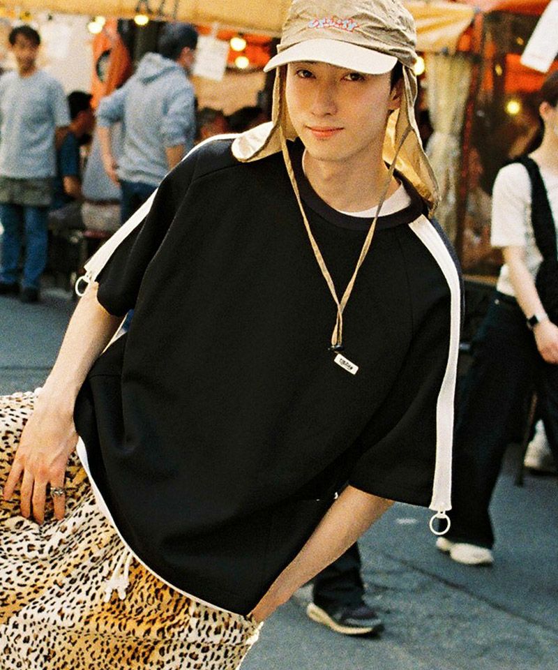 EFFECTEN(エフェクテン)】 Zip sleeve s-s Tee ジップTシャツ(efite-20