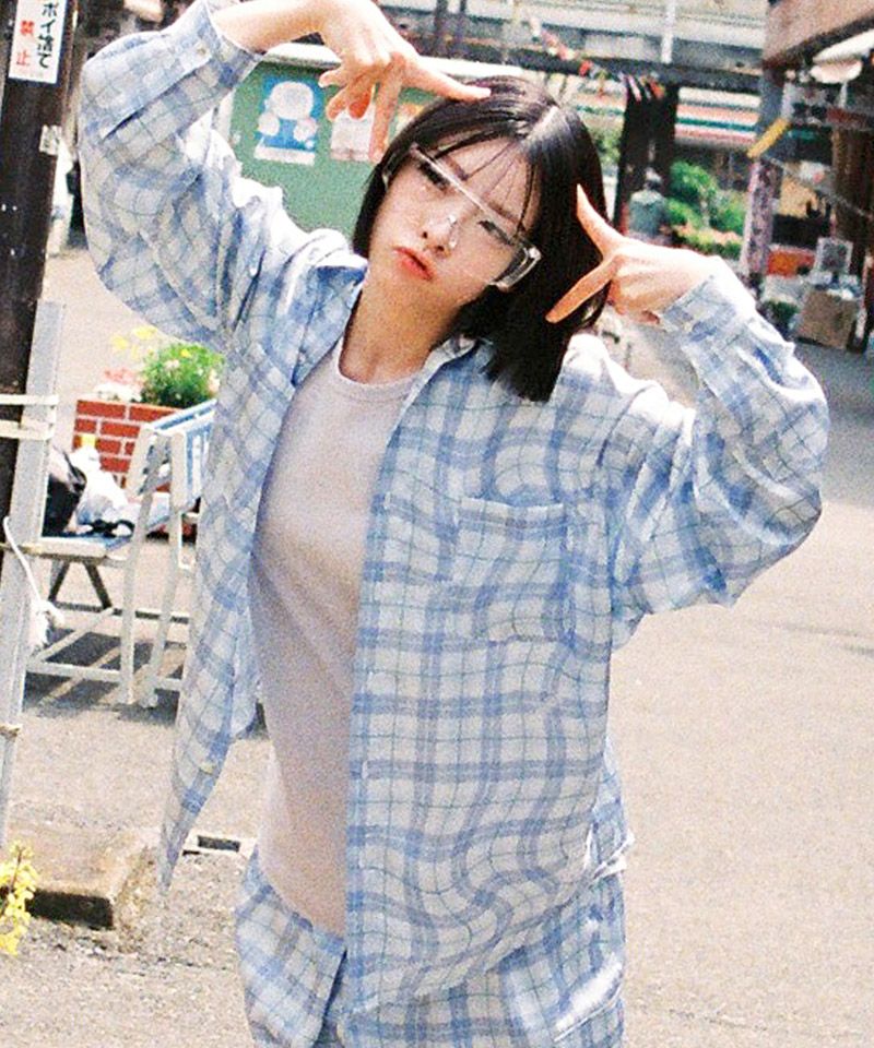 シャツ effecten Viera Check Work Shirts EFFECTEN(エフェクテン)】Distorted check L-S shirts チェックシャツ