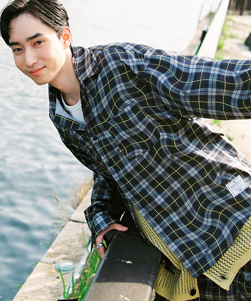 EFFECTEN(エフェクテン)】Distorted check L-S shirts チェックシャツ