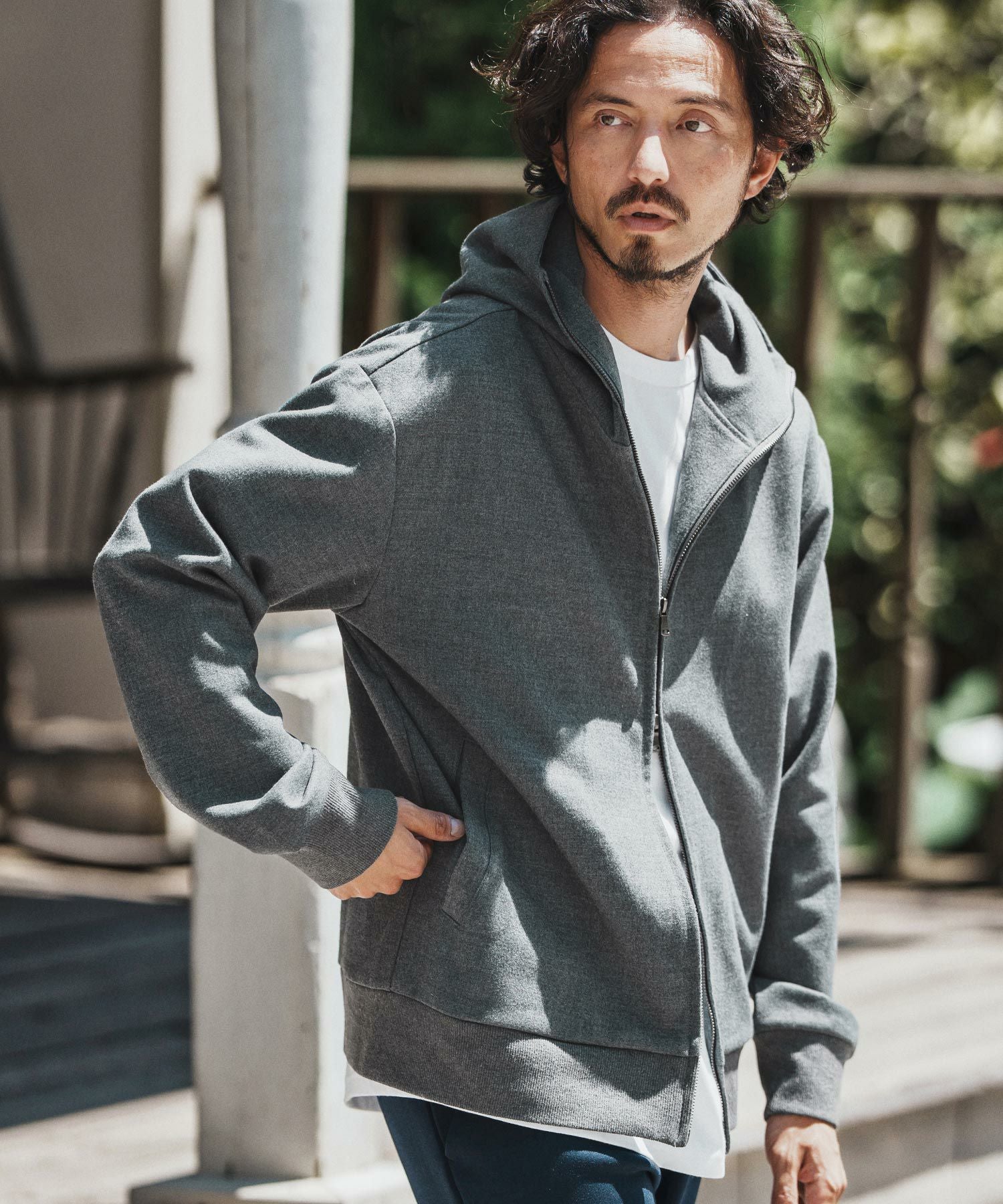 felkod(フィルコッド)】Soft Drape Zip Up Parka ジップパーカー 