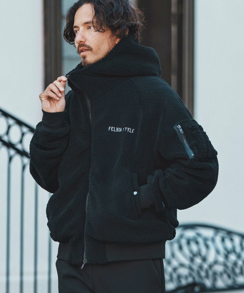 felkod(フィルコッド)】Soft Boa Hooded MA-1 MA-1ジャケット 
