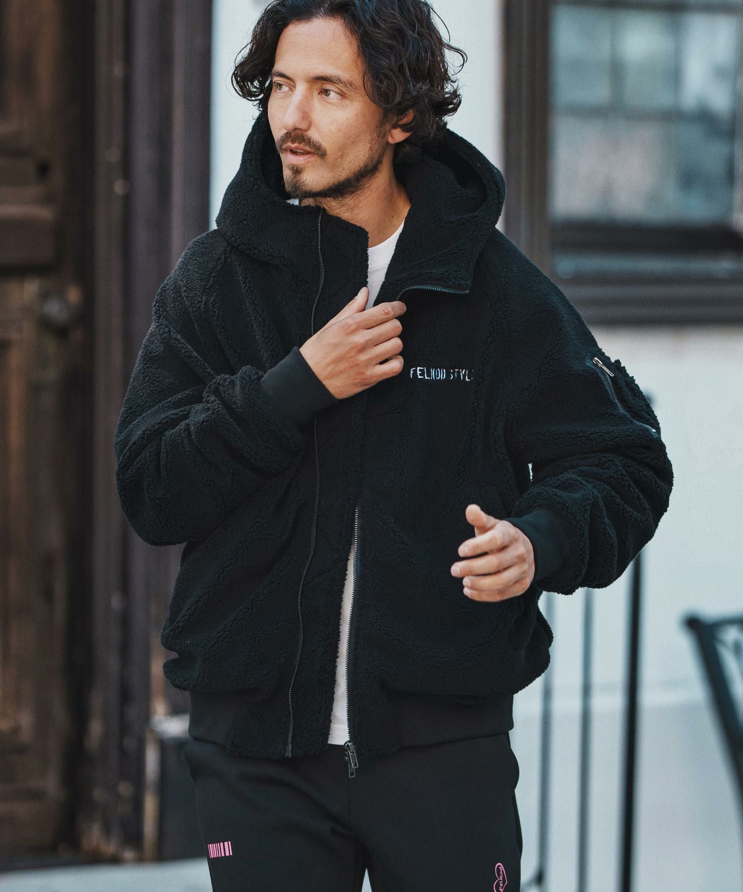 felkod(フィルコッド)】Soft Boa Hooded MA-1 MA-1ジャケット