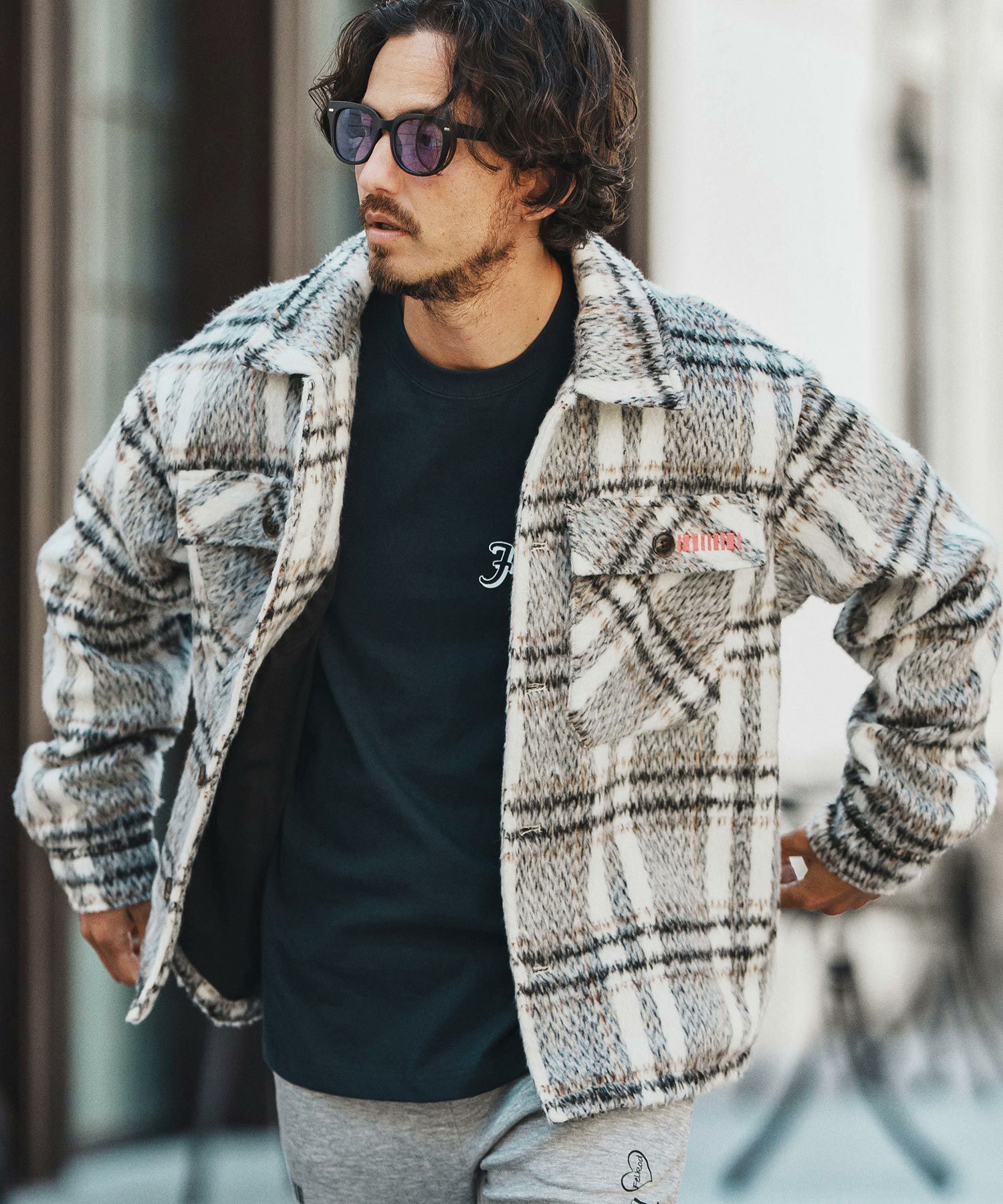 felkod(フィルコッド)】Shaggy Check CPO Jacket シャギージャケット