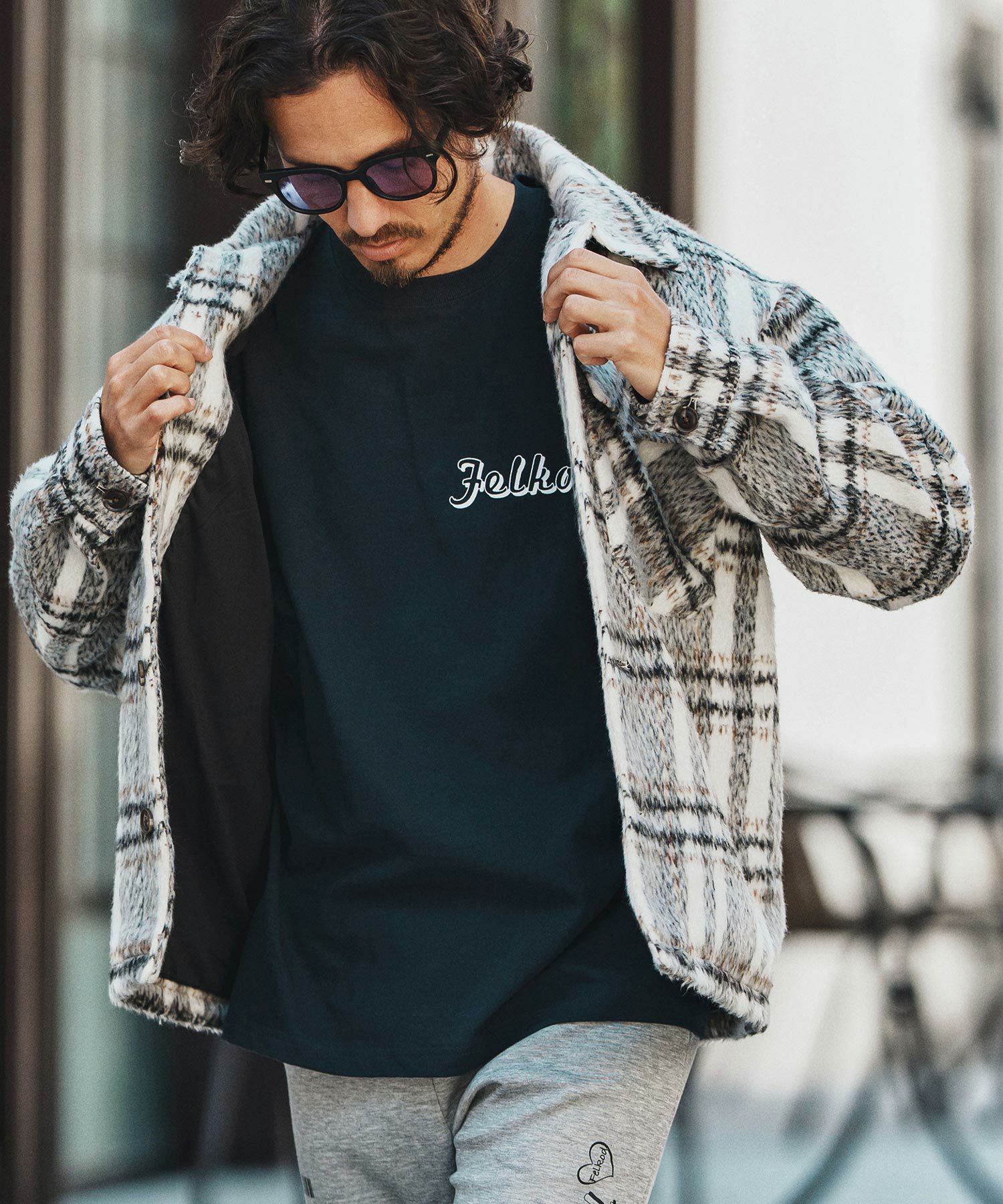 felkod(フィルコッド)】Shaggy Check CPO Jacket シャギージャケット