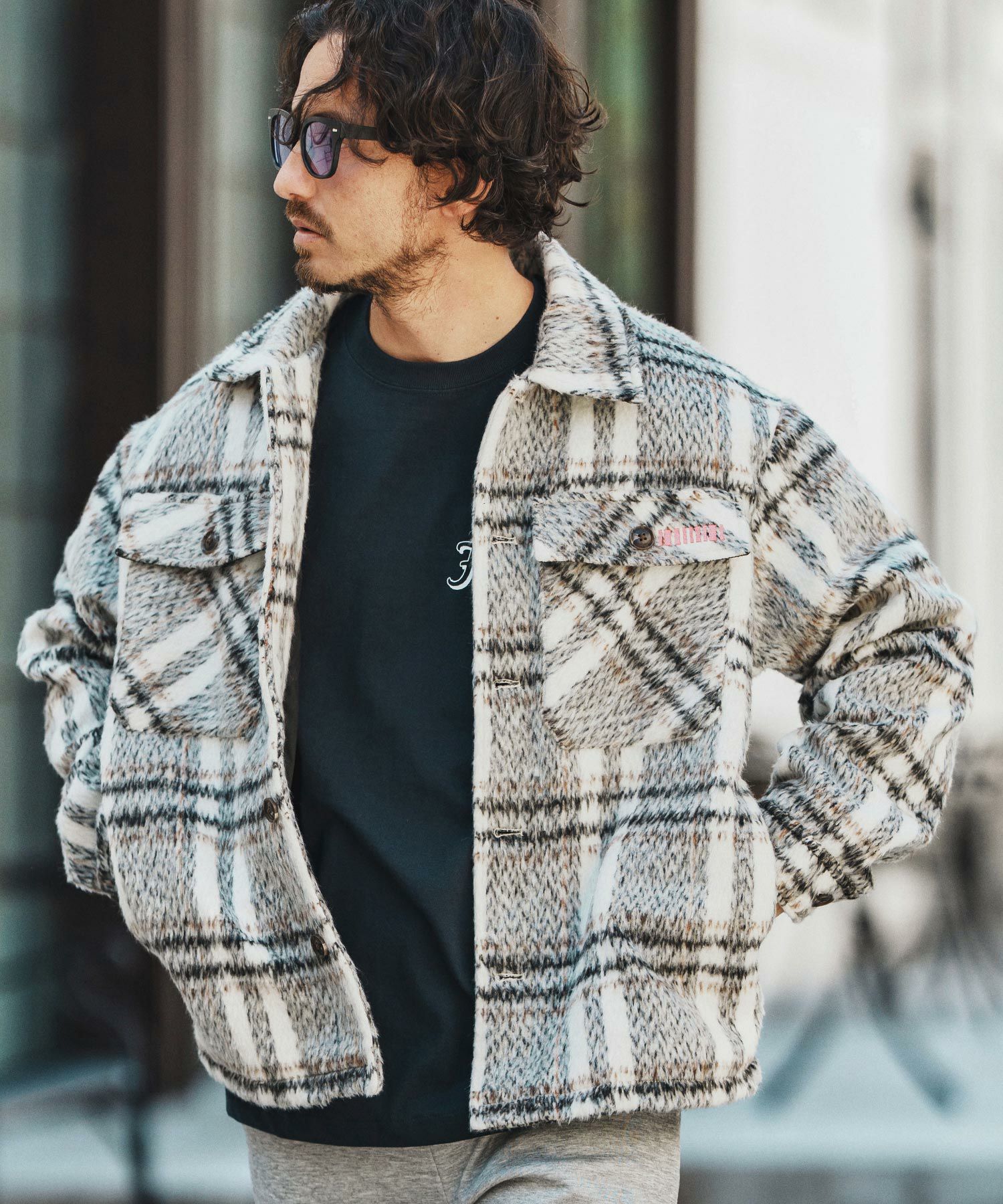 felkod(フィルコッド)】Shaggy Check CPO Jacket シャギージャケット