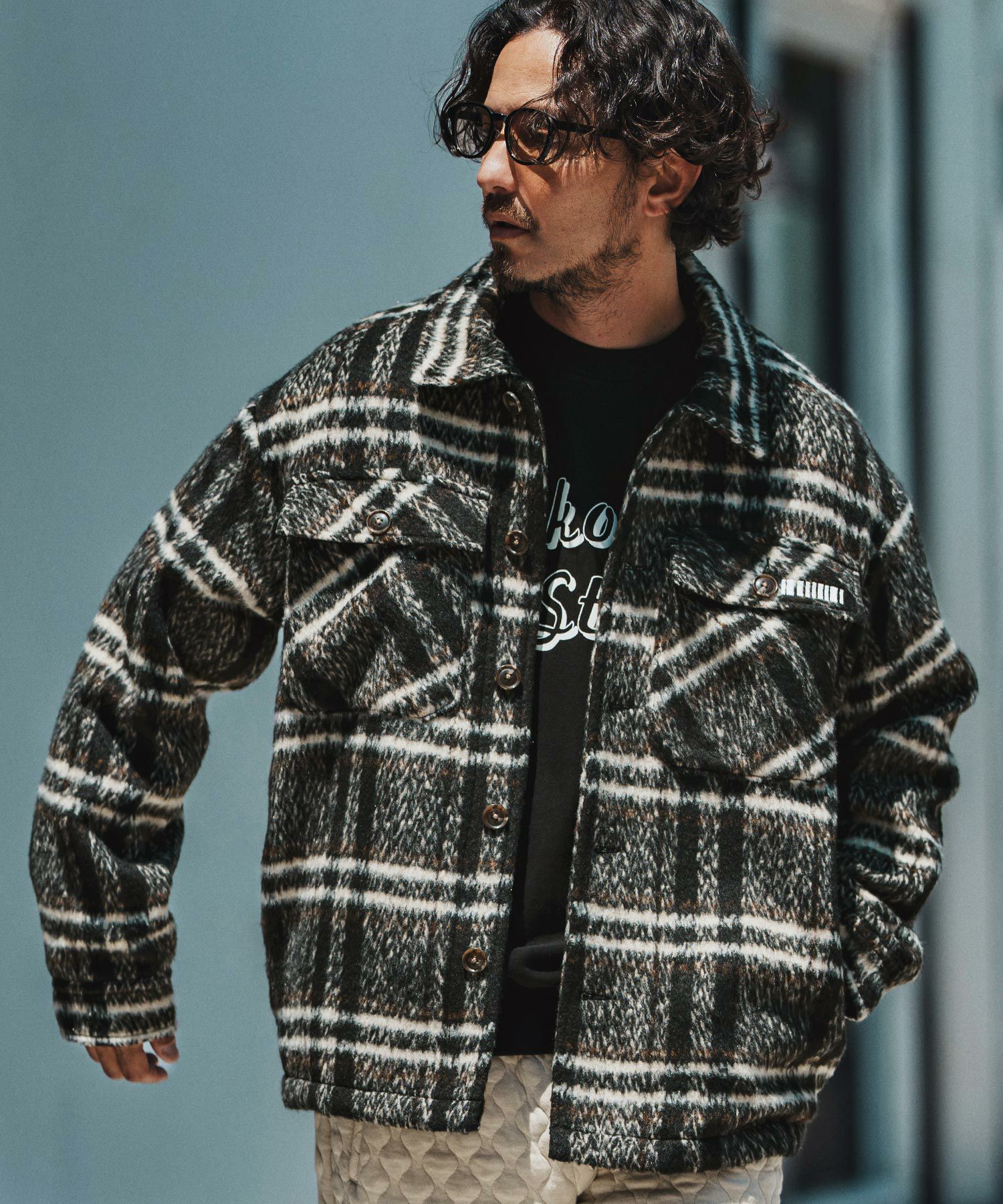 felkod(フィルコッド)】Shaggy Check CPO Jacket シャギージャケット