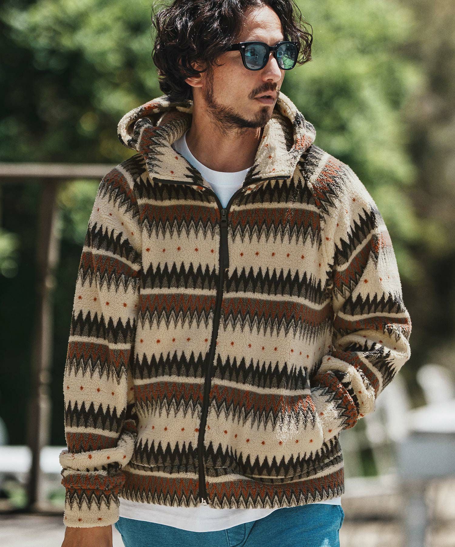 felkod(フィルコッド)】Ortega Pattern Fleece Parka フリースパーカー