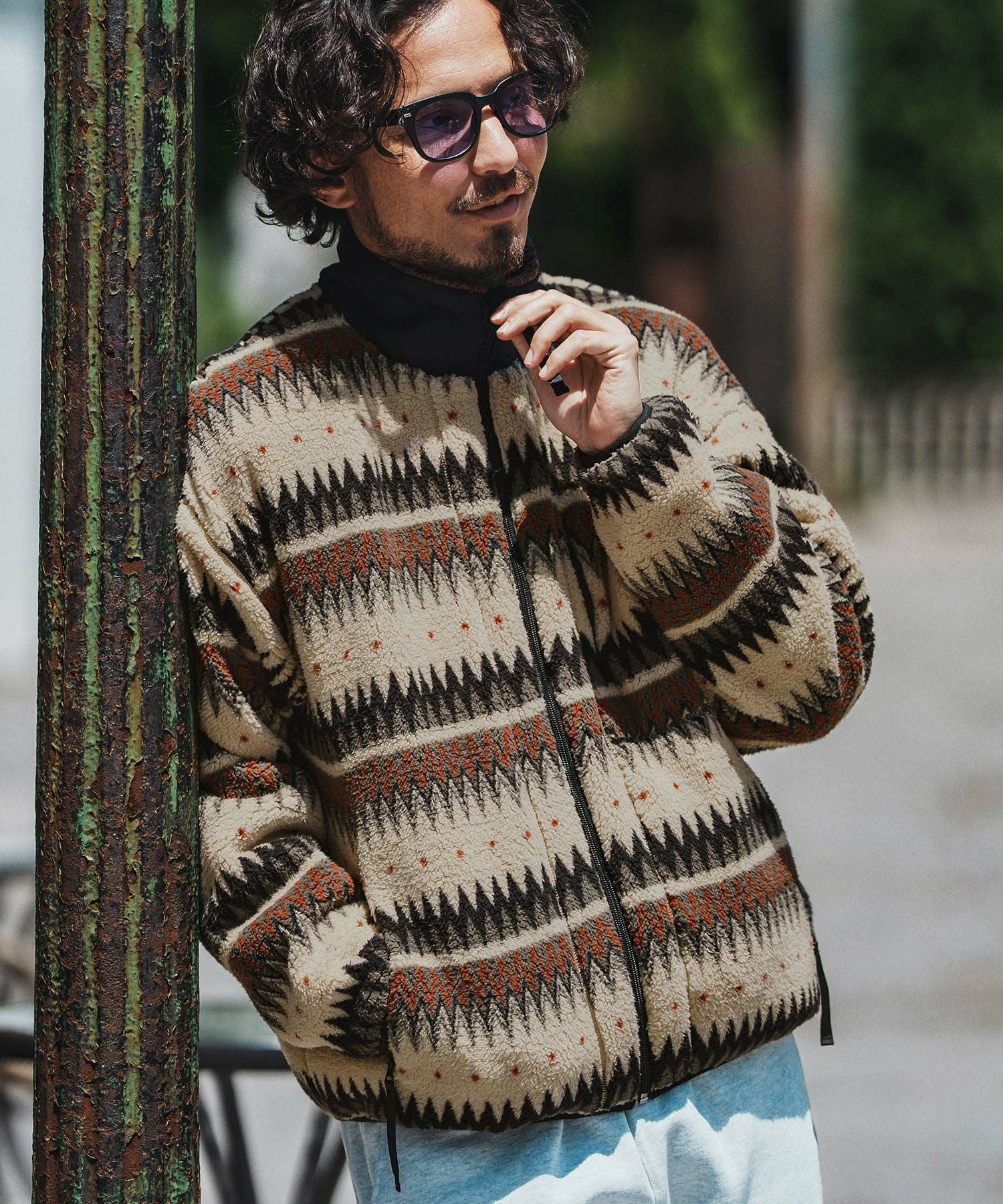 felkod(フィルコッド)】Ortega Pattern Fleece Blouson フリース